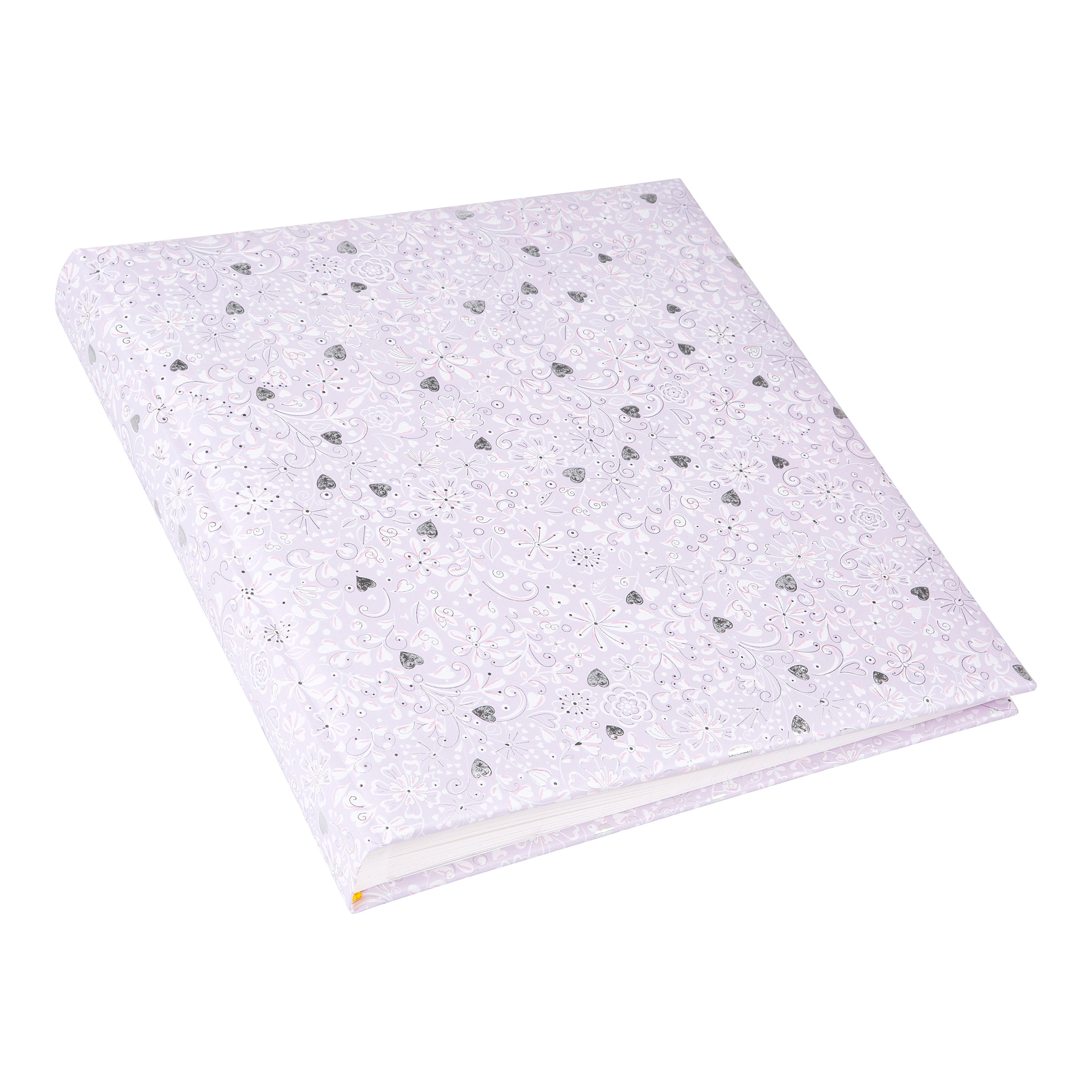 An elegant Goldbuch photo album with a lilac heart pattern, suitable for adding charm to a photo album collection.