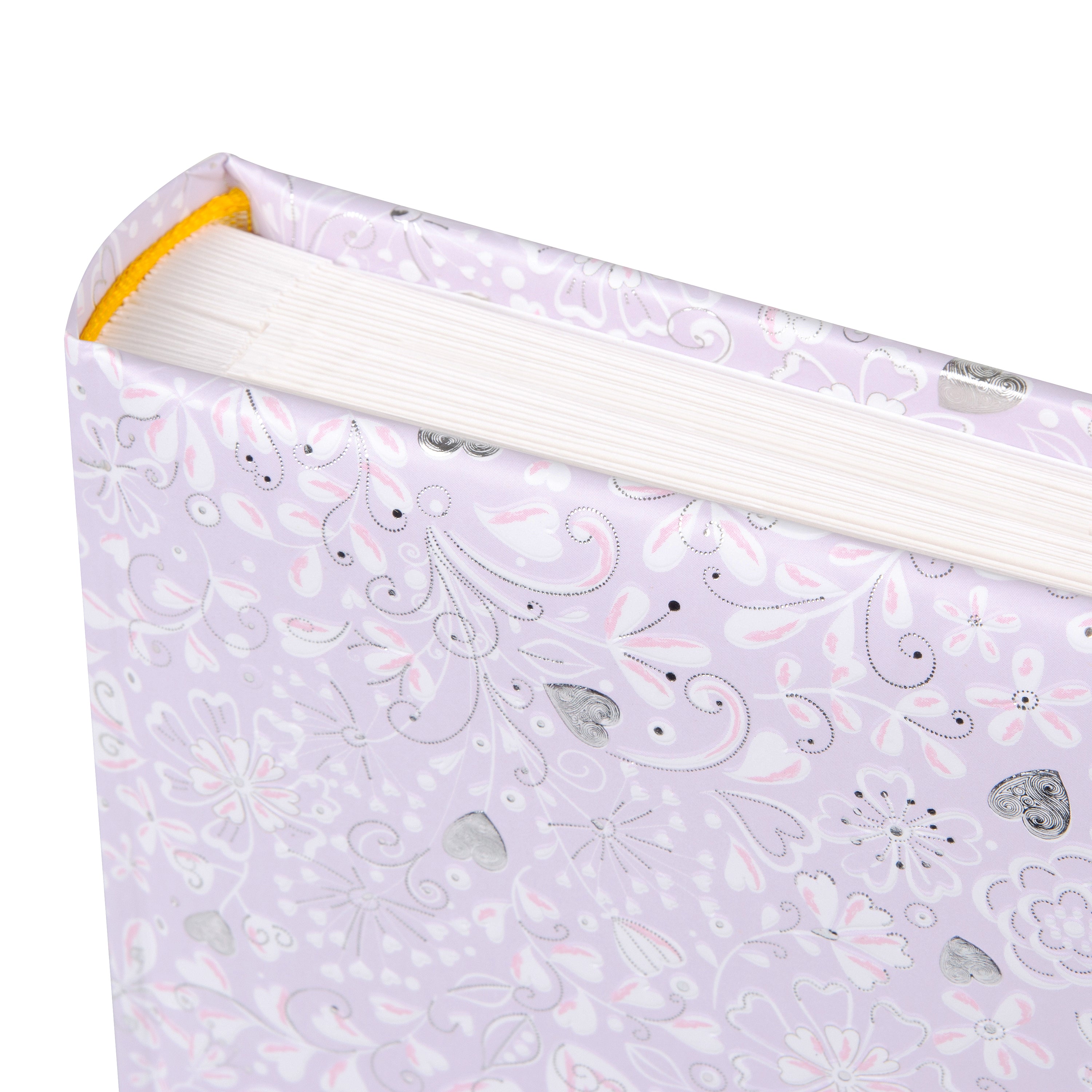 An elegant Goldbuch photo album with a lilac heart pattern, suitable for adding charm to a photo album collection.
