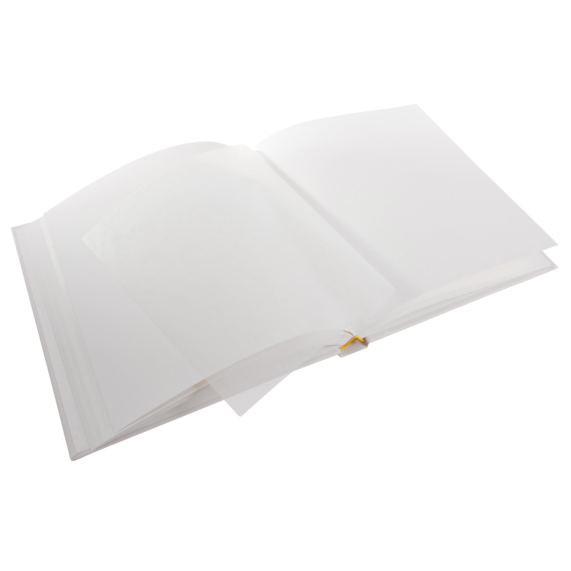 An open Photo Album with blank pages and a place for your precious photos, featured in the Goldbuch Photo Album collection.
