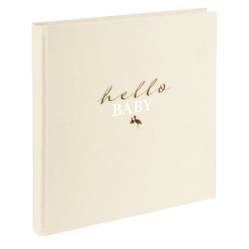 An adorable Goldbuch photo album labeled "Hello Baby," capturing the joyful moments and milestones of a newborn's journey.