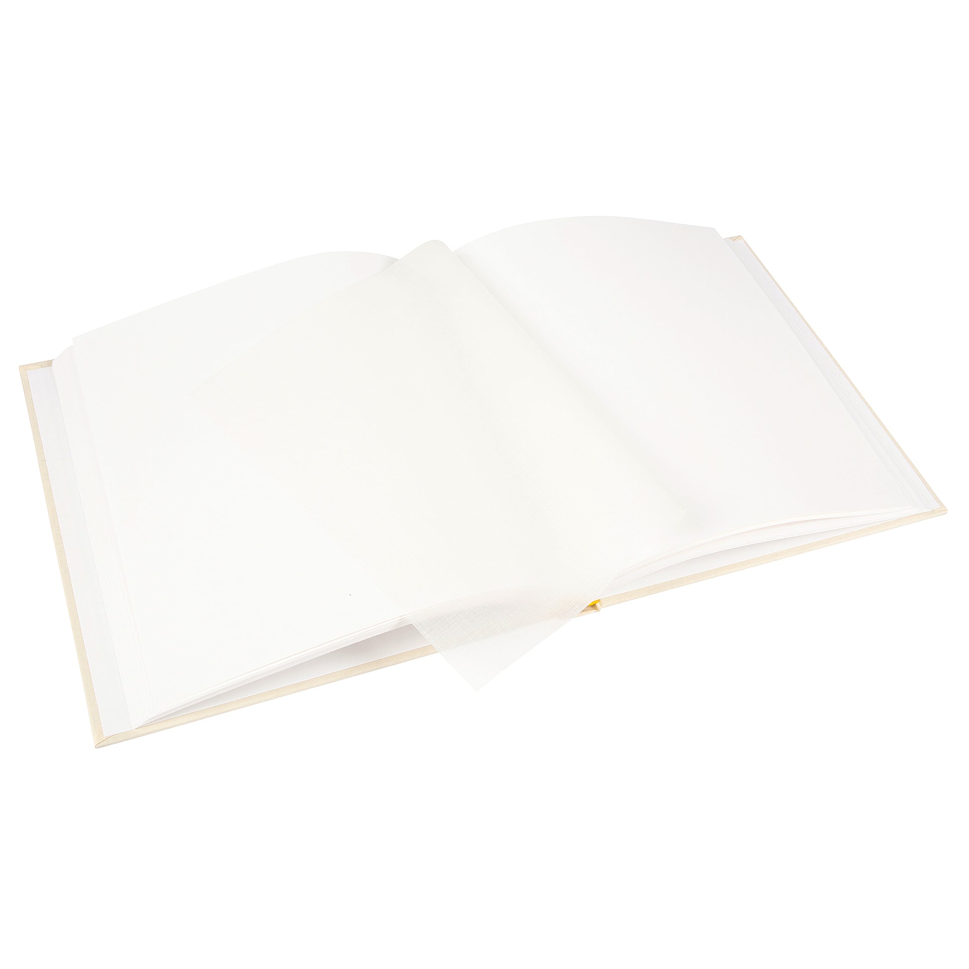An open Photo Album with blank pages and a place for your precious photos, featured in the Goldbuch Photo Album collection.