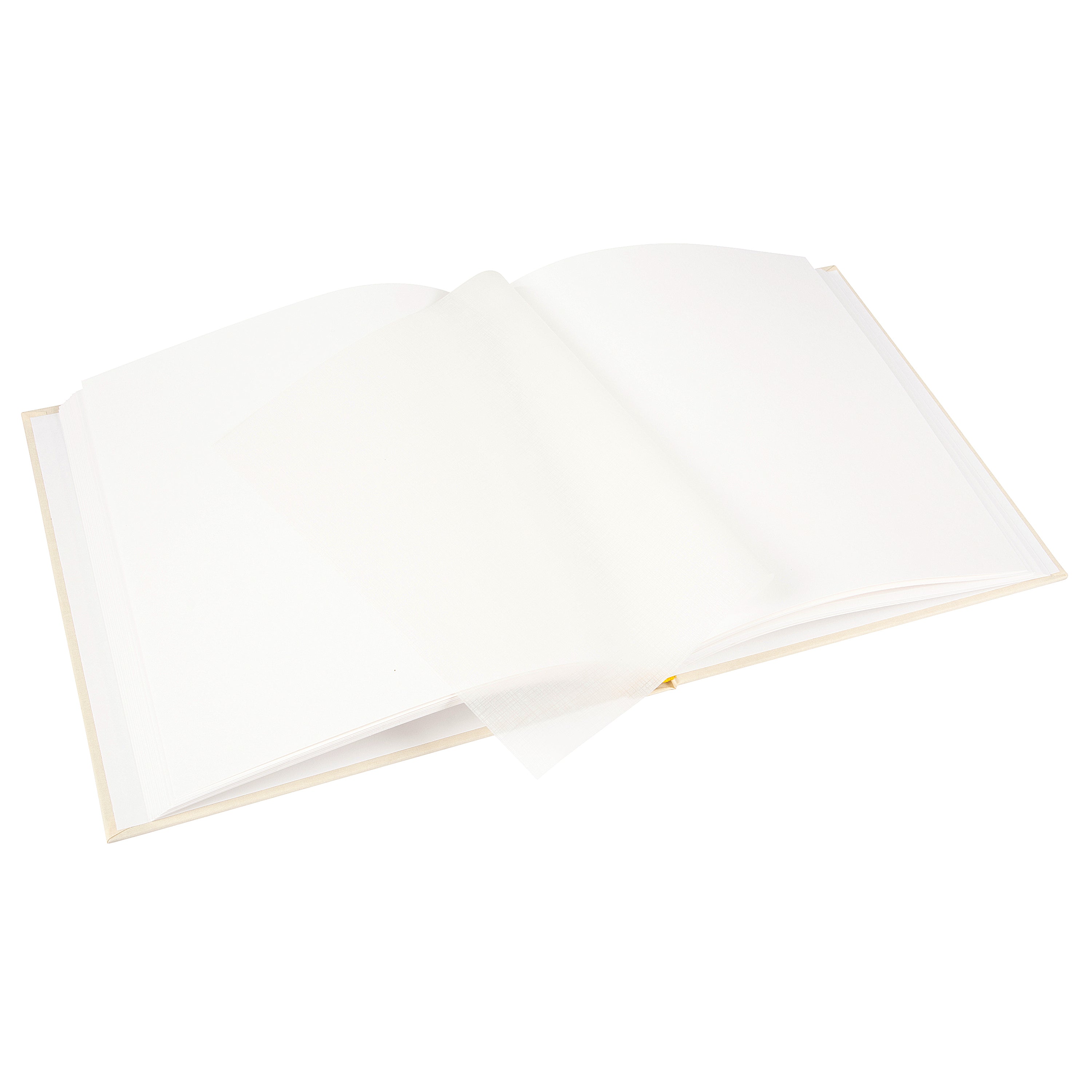 An open Photo Album with blank pages and a place for your precious photos, featured in the Goldbuch Photo Album collection.