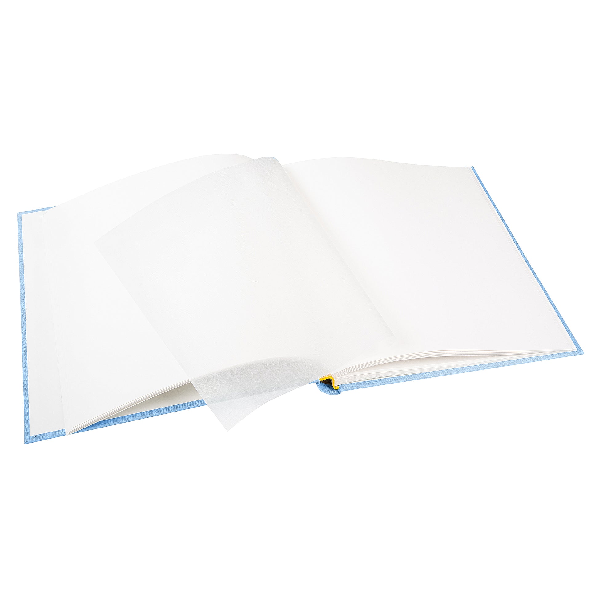 Goldbuch photo album with hello baby text on a light blue surface.