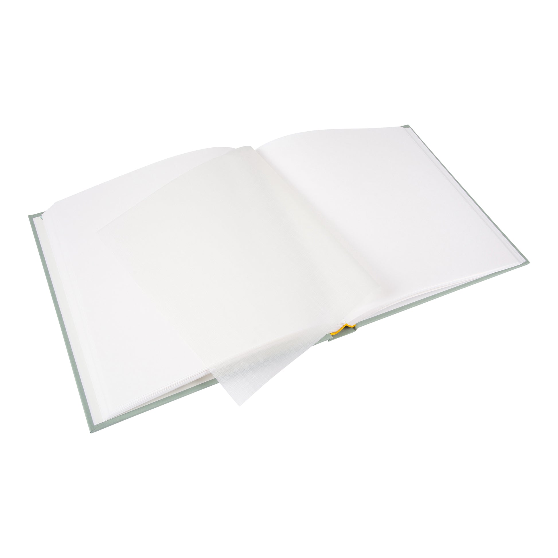 An open Photo Album with blank pages and a place for your precious photos, featured in the Goldbuch Photo Album collection.
