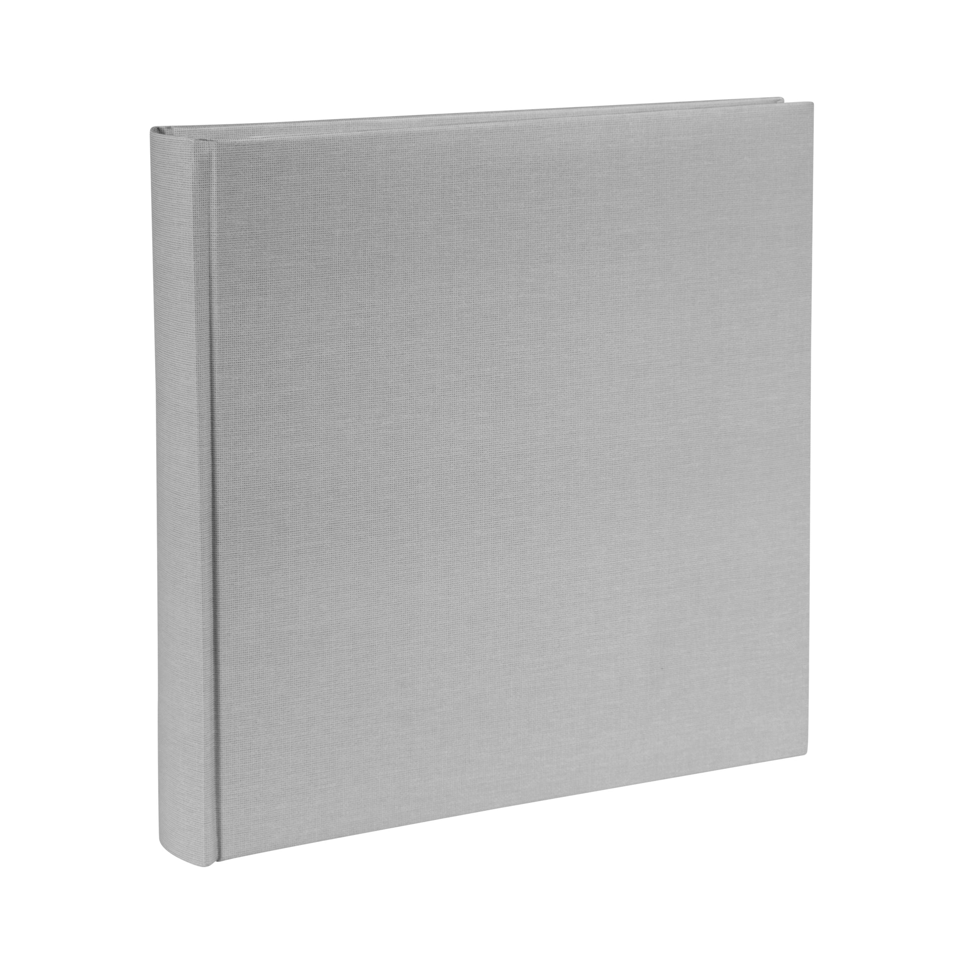 A grey Goldbuch photo album resting on a white background, showcasing its vibrant color and sleek design.