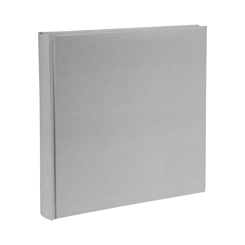 A grey Goldbuch photo album resting on a white background, showcasing its vibrant color and sleek design.