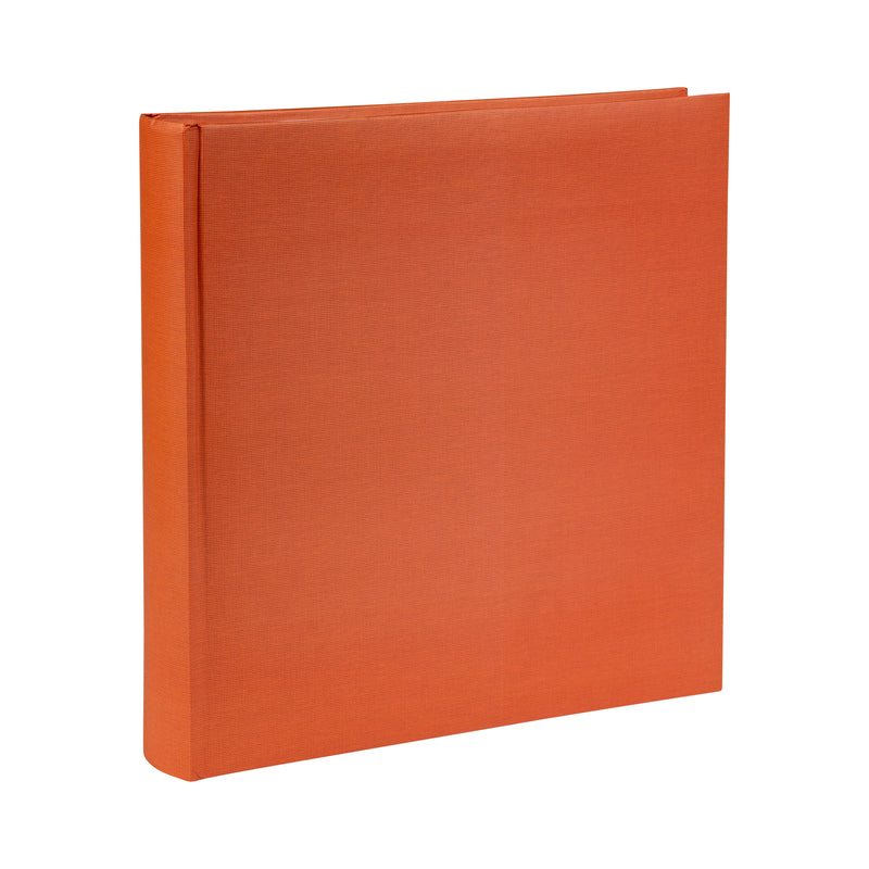 A red Goldbuch photo album resting on a white background, showcasing its vibrant color and sleek design.