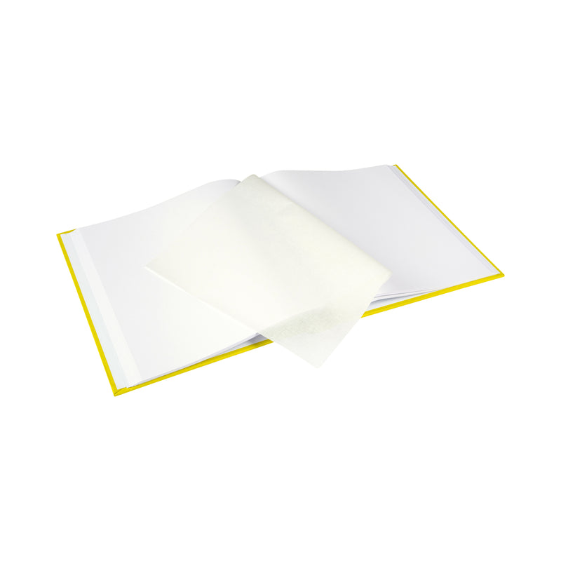 A yellow Goldbuch photo album page, elegantly presenting treasured memories in a stylish and organized manner.
