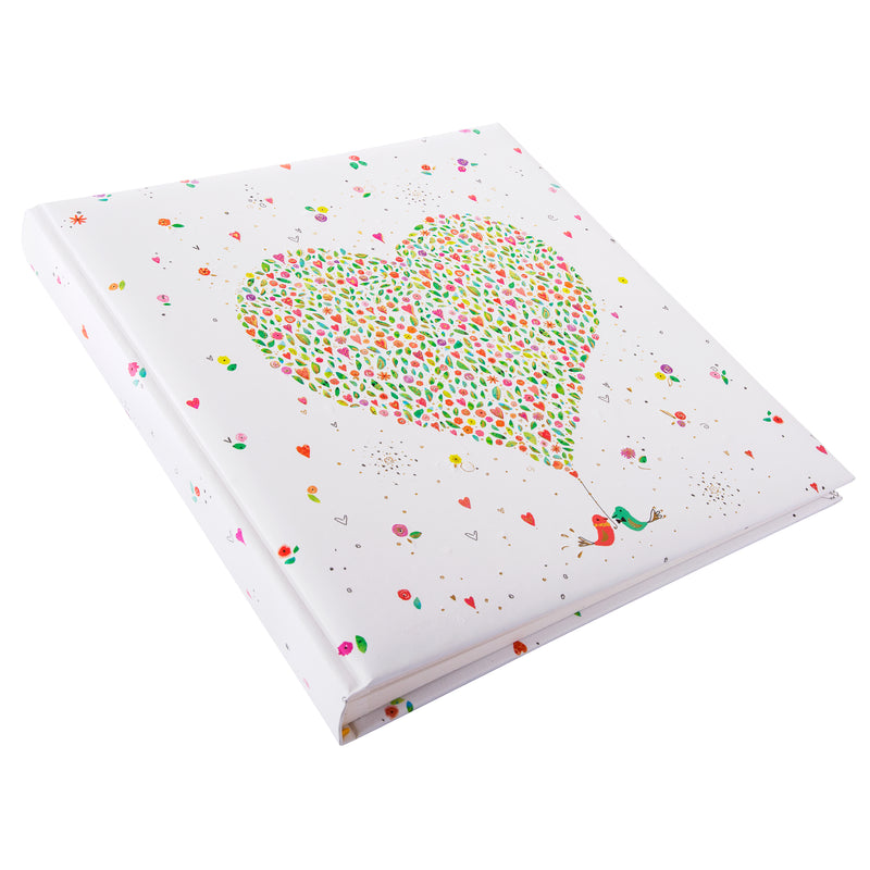 A Goldbuch photoalbum with a heart motif and vibrant hearts, perfect for storing cherished memories.