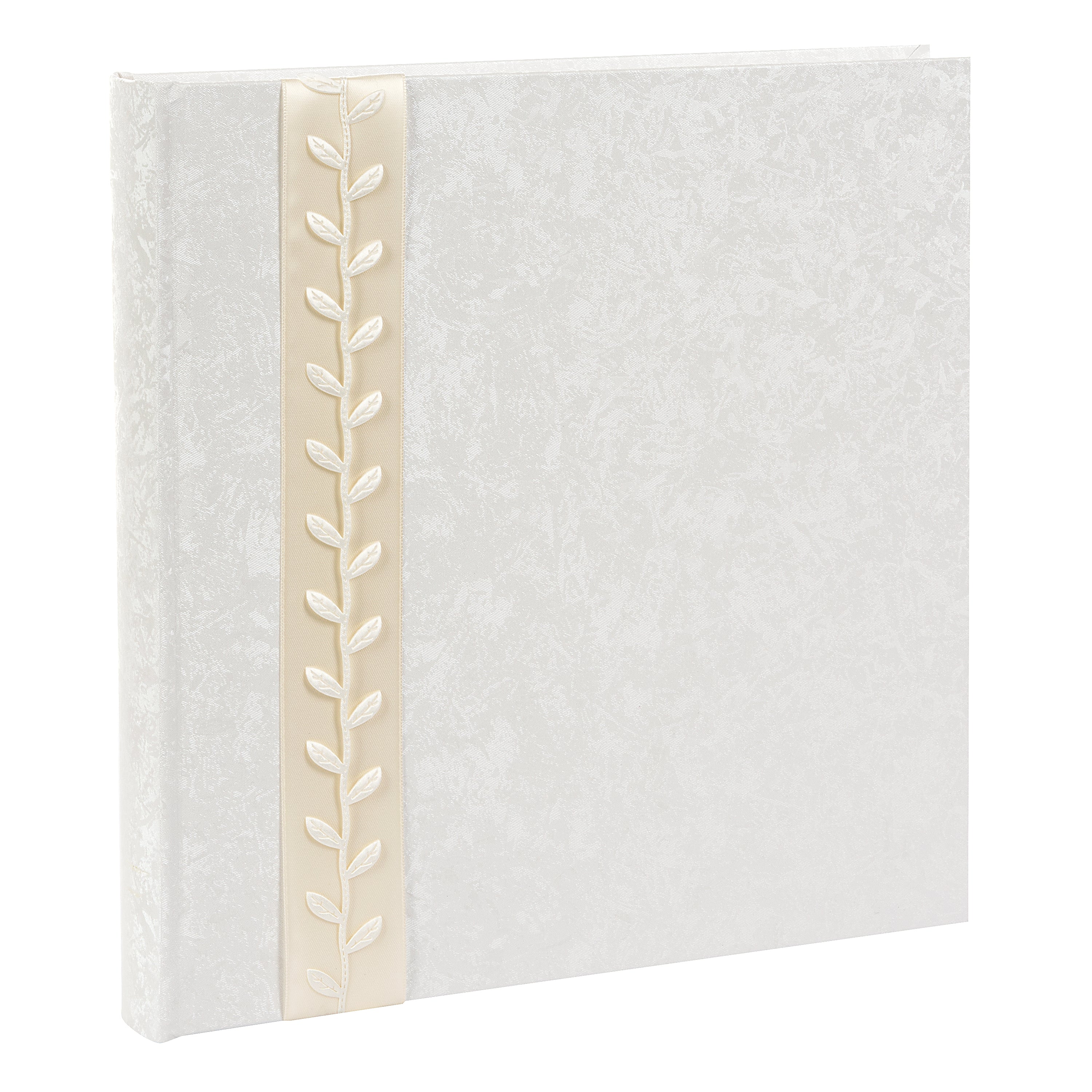 A stylish white Goldbuch photo album with a luxurious gold leaf design, perfect for preserving cherished memories.