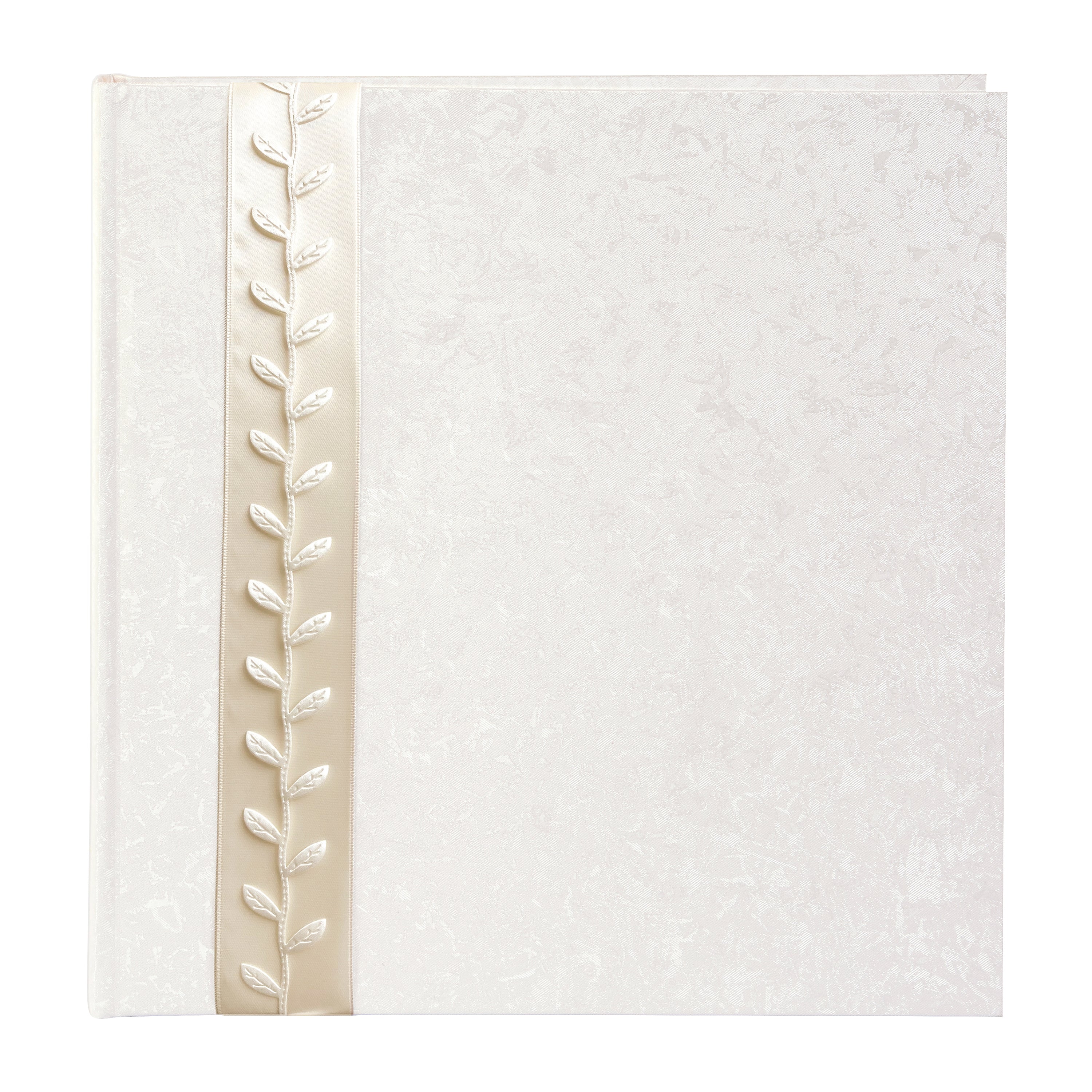 A stylish white Goldbuch photo album with a luxurious gold leaf design, perfect for preserving cherished memories.