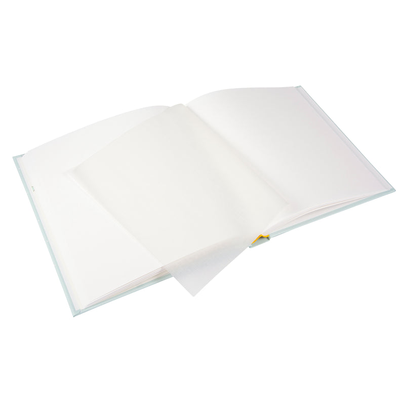 An open Photo Album with blank pages and a place for your precious photos, featured in the Goldbuch Photo Album collection.