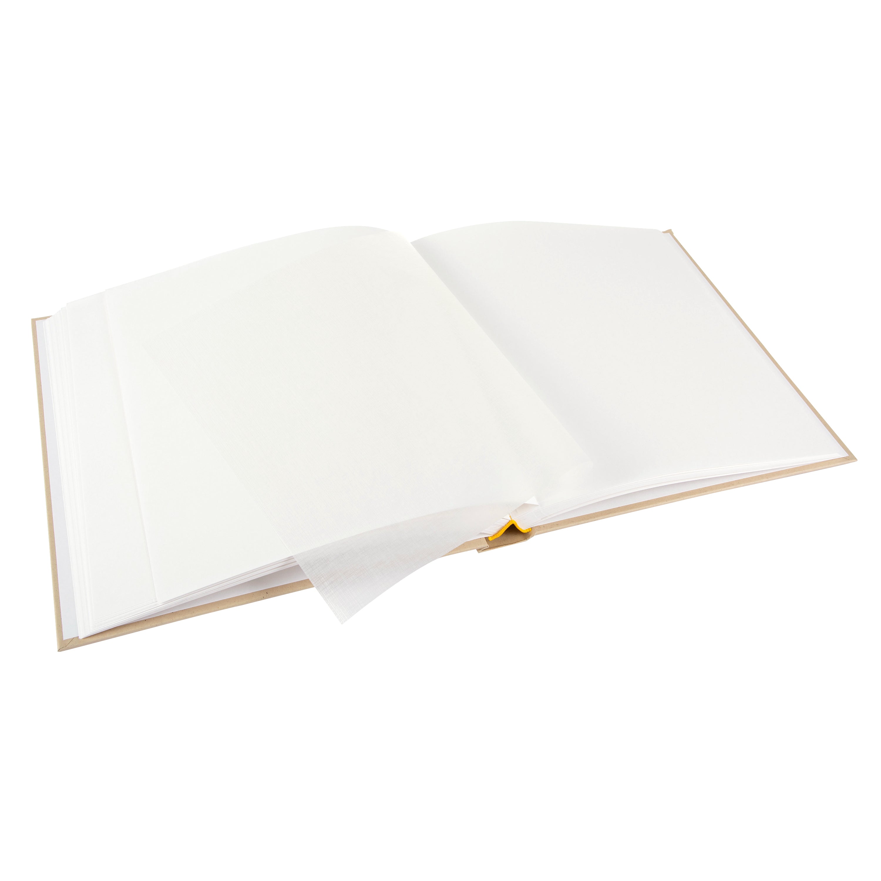 An open Photo Album with blank pages and a place for your precious photos, featured in the Goldbuch Photo Album collection.