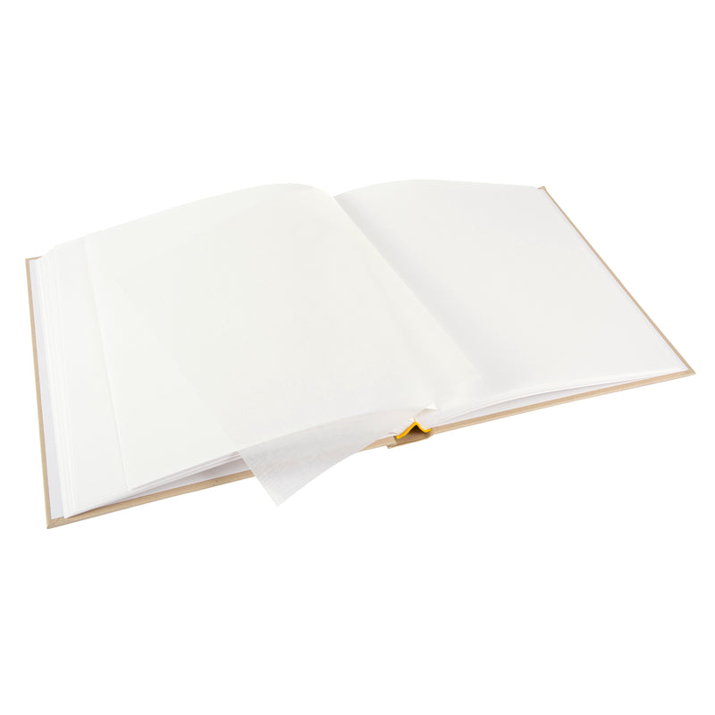 An open Photo Album with blank pages and a place for your precious photos, featured in the Goldbuch Photo Album collection.