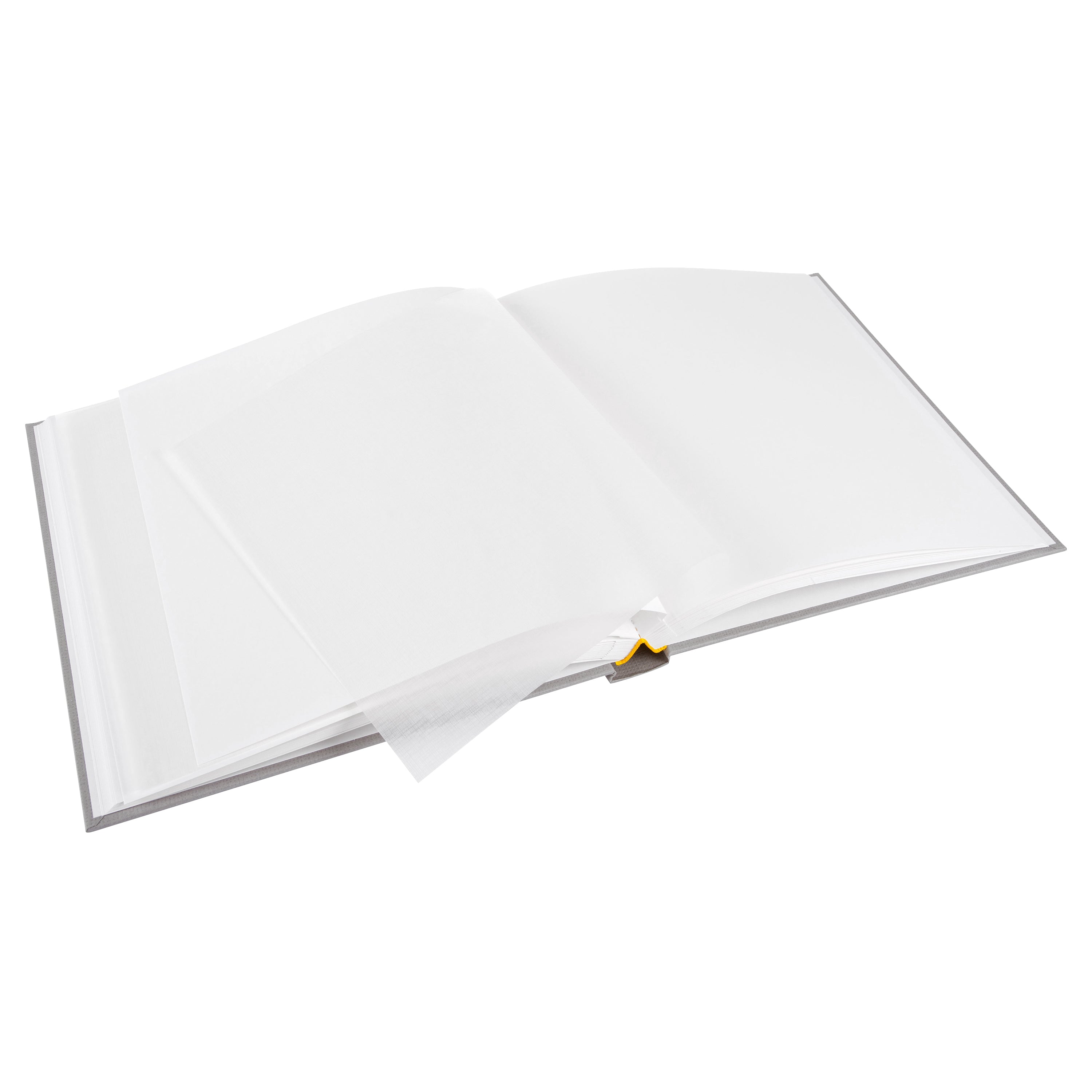 An open Photo Album with blank pages and a place for your precious photos, featured in the Goldbuch Photo Album collection.