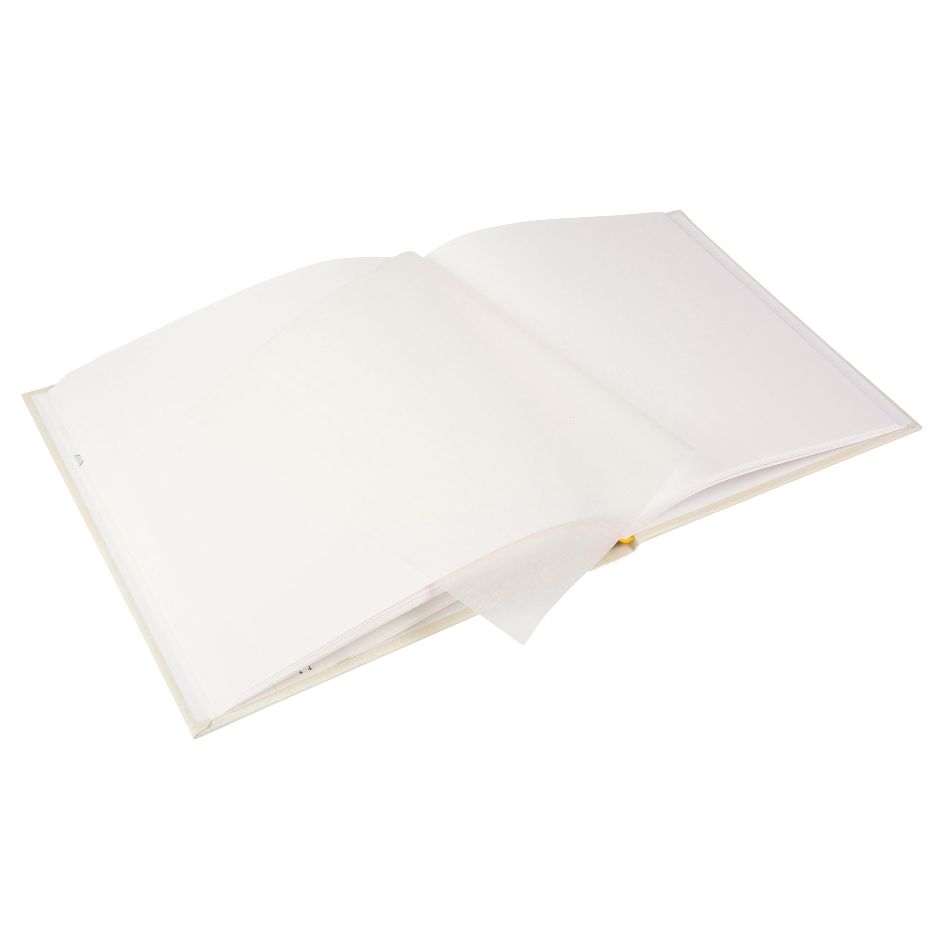 An open Photo Album with blank pages and a place for your precious photos, featured in the Goldbuch Photo Album collection.
