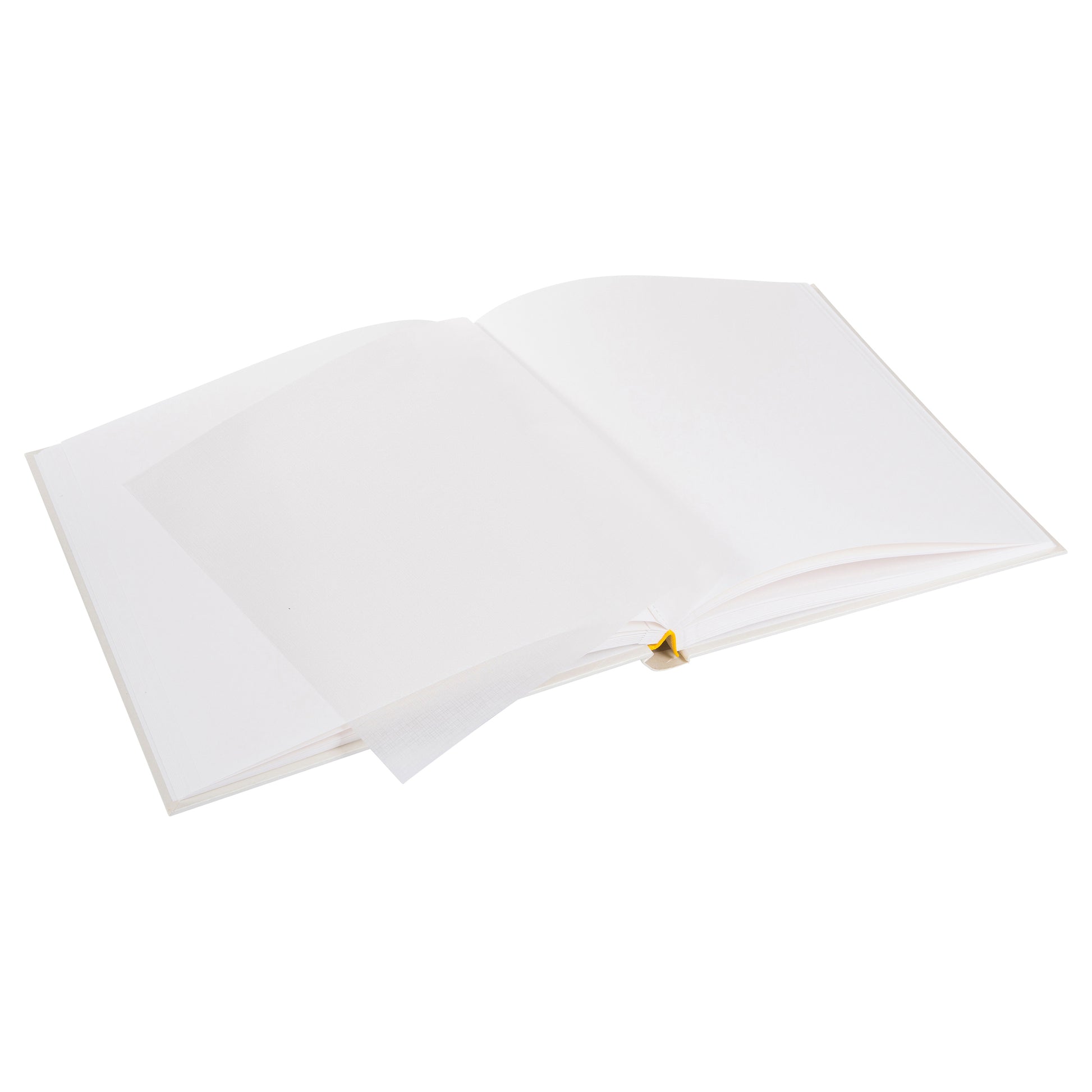 An open Photo Album with blank pages and a place for your precious photos, featured in the Goldbuch Photo Album collection.
