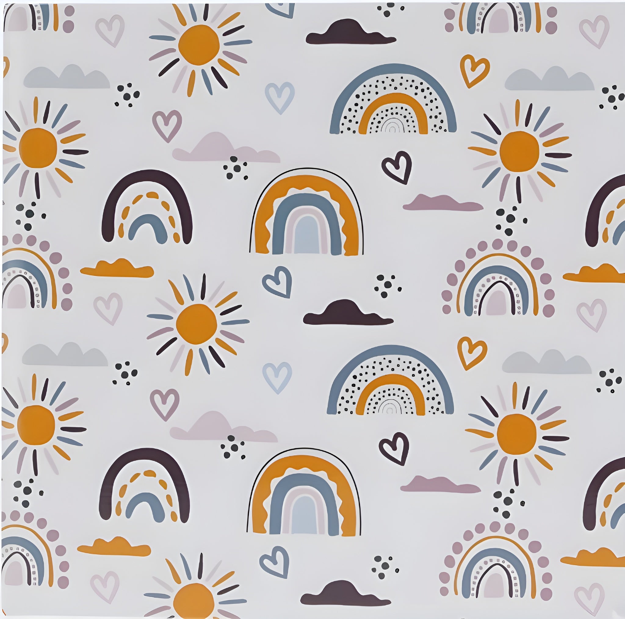 Hama Photo Album, showcasing a white binder with a cheerful rainbow and sun design.