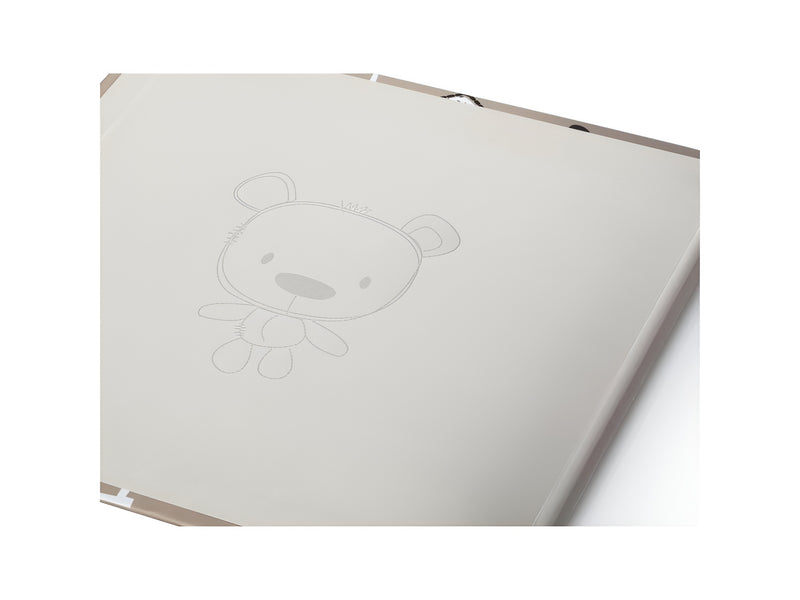 A white page of the Photo Album featuring a drawing of a teddy bear, displayed on the inner cover of a Hama Photo Album.