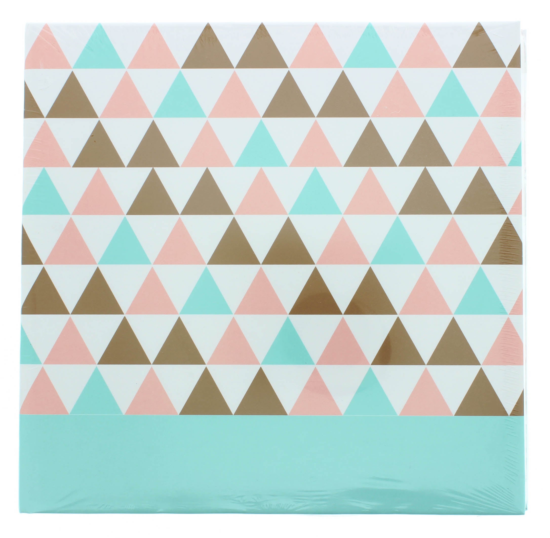 Triangle patterned binder in pink and brown with a white cover, designed as a Hama photo album.