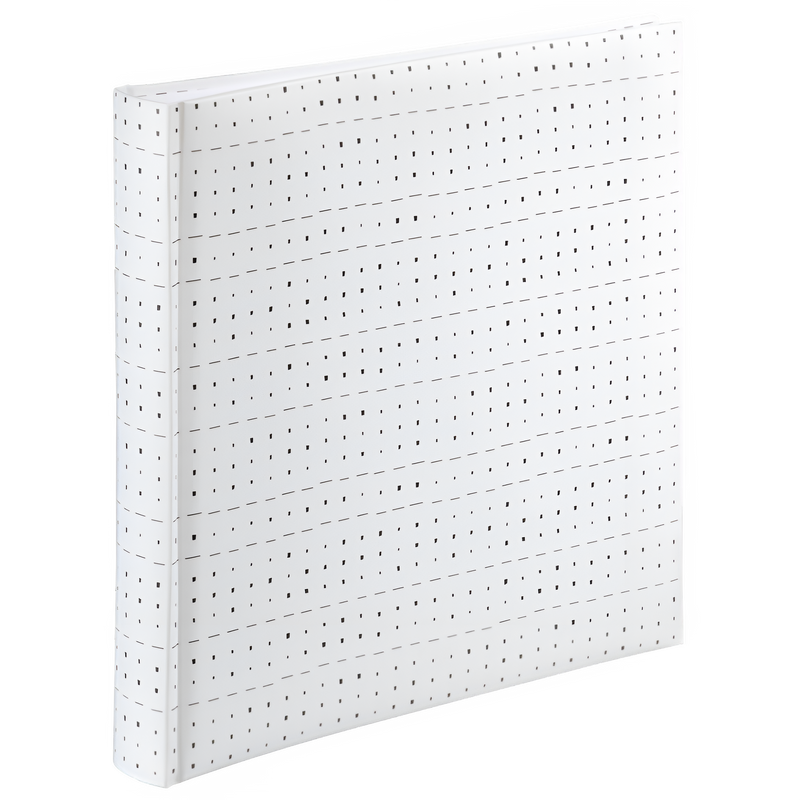 A Hama jumbo photo album featuring a square patterned fabric, highlighting its graphic square design.