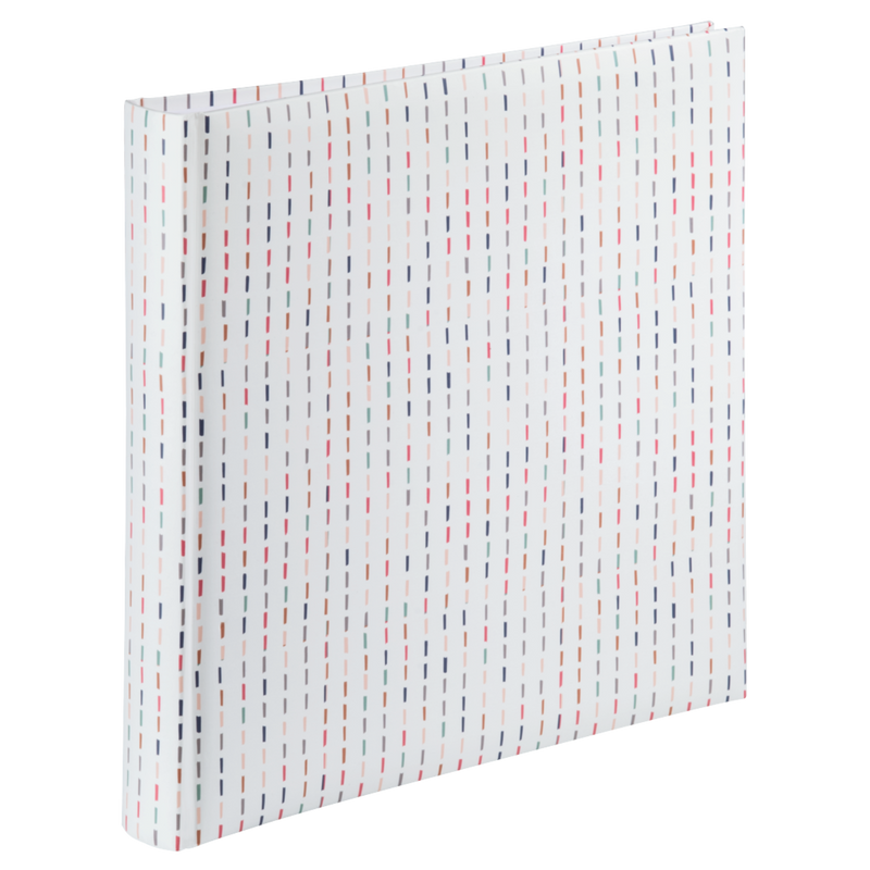 A Hama jumbo photo album featuring a stripe patterned fabric, highlighting its graphic stripe design.