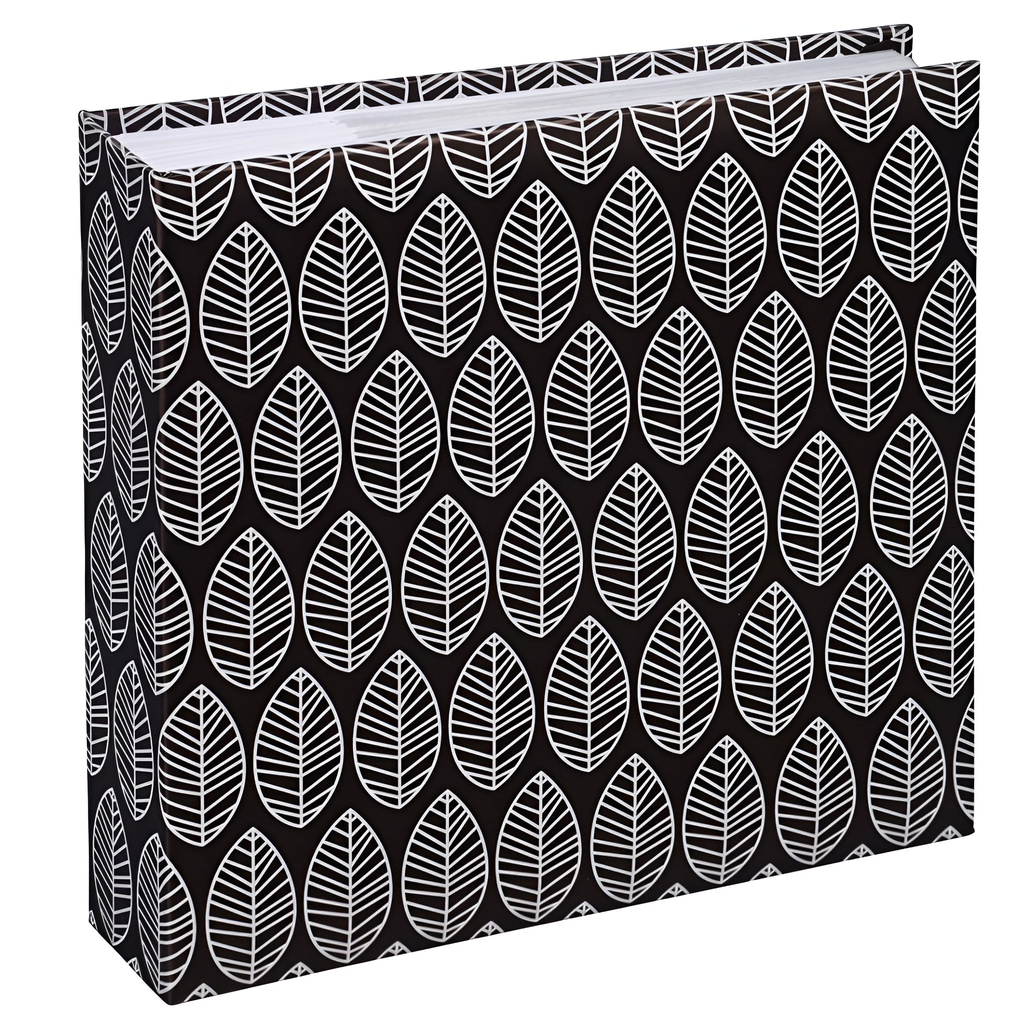 A Hama photo album with an elegantly presented white and black leaf pattern.