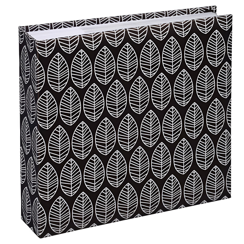 A Hama photo album with an elegantly presented white and black leaf pattern.