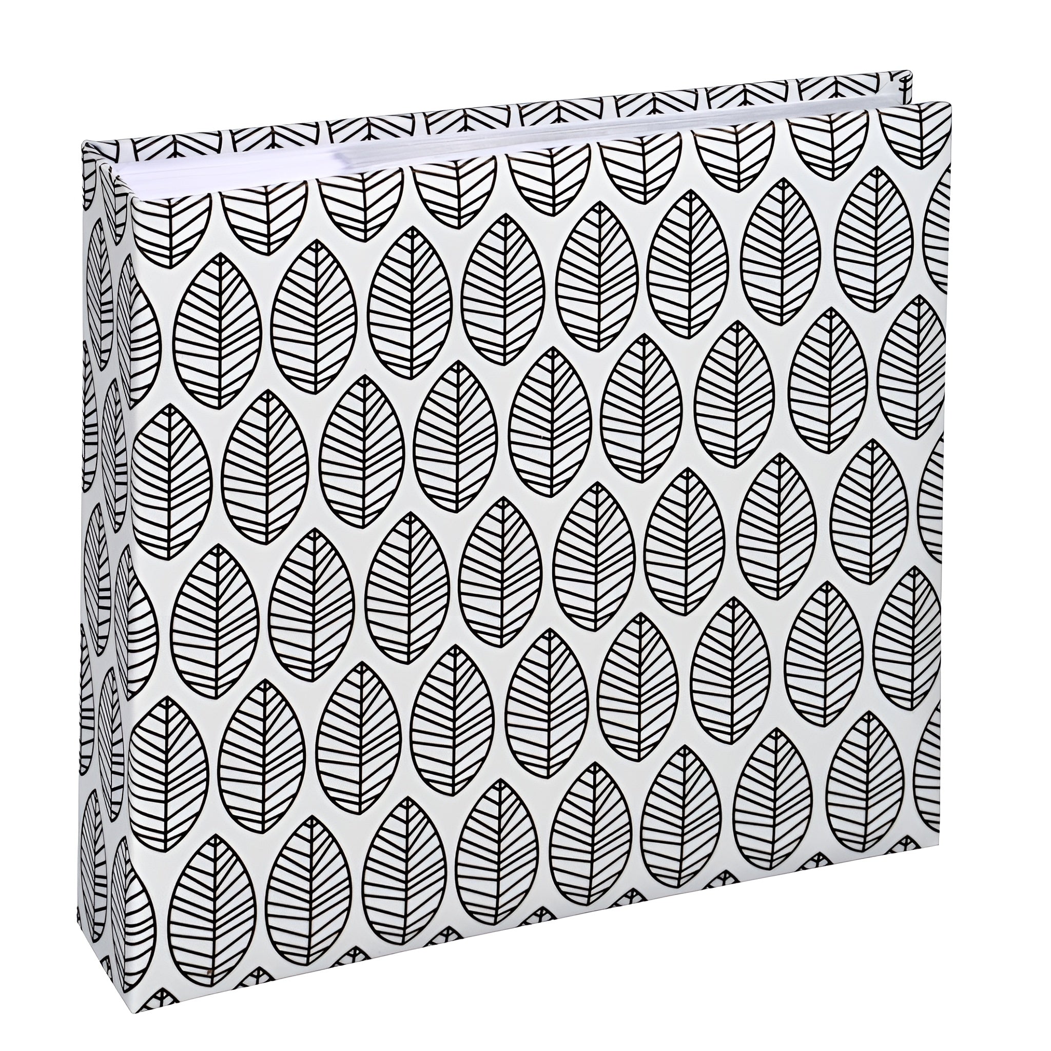 A Hama photo album with an elegantly presented white and black leaf pattern.