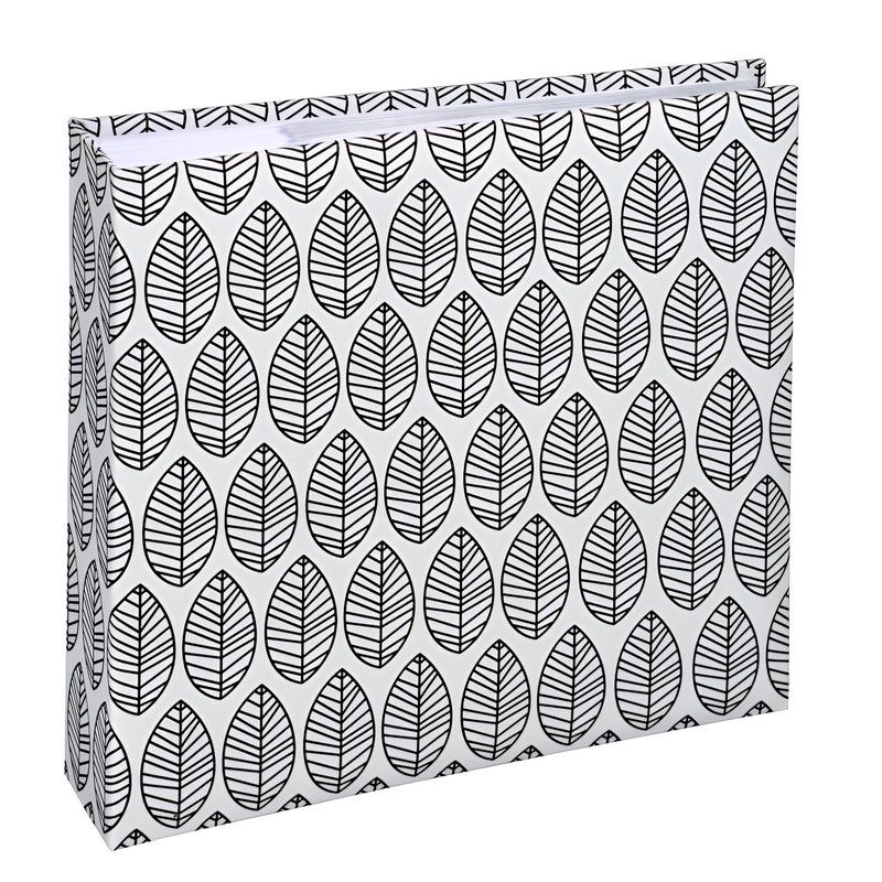 A Hama photo album with an elegantly presented white and black leaf pattern.