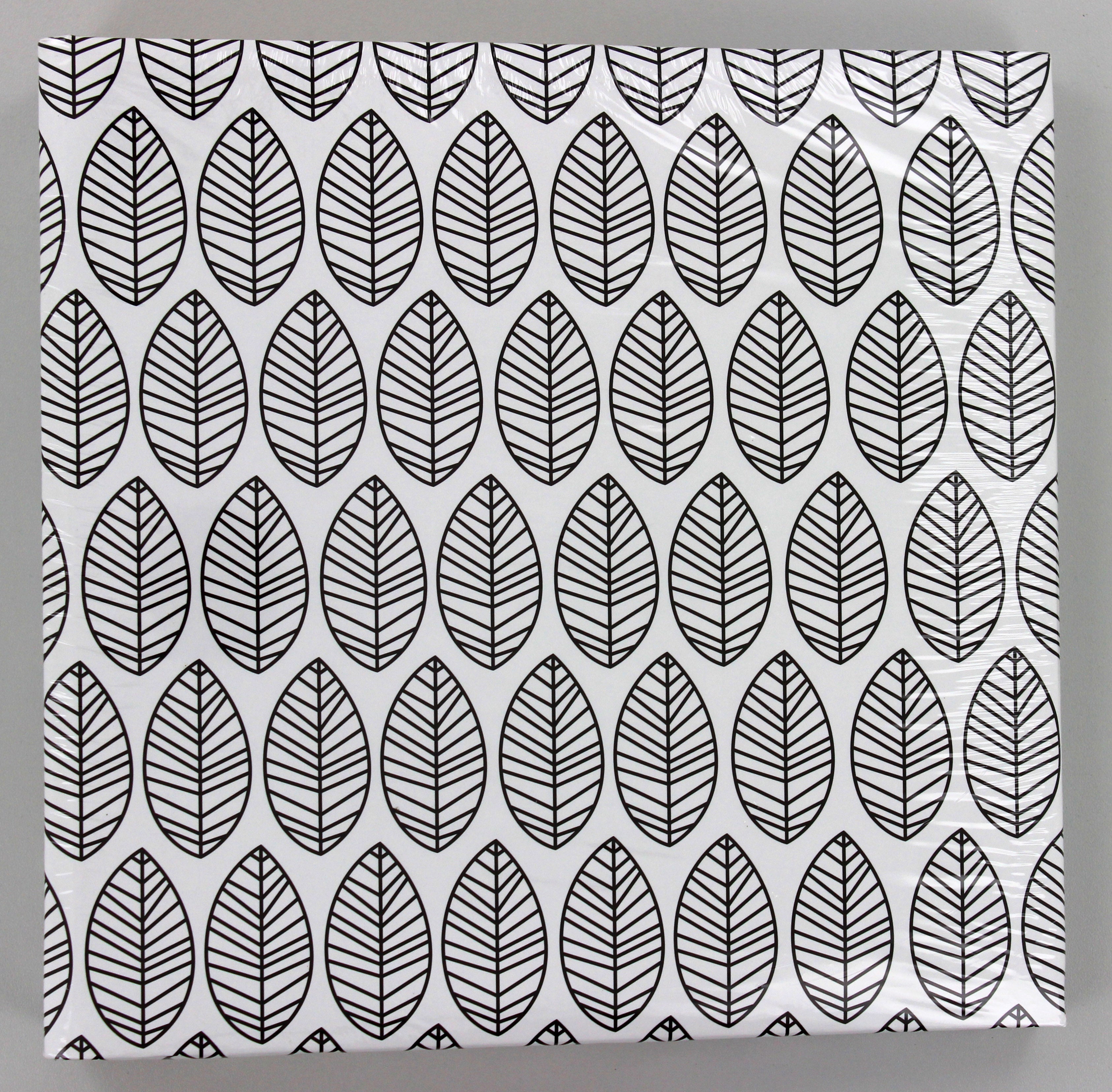A Hama photo album with an elegantly presented white and black leaf pattern.
