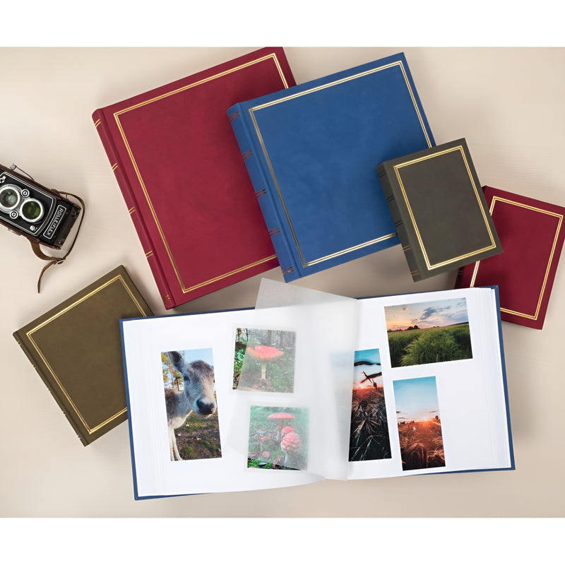 A Hama jumbo photo album featuring  bordeaux and gold details, highlighting its elegant design.