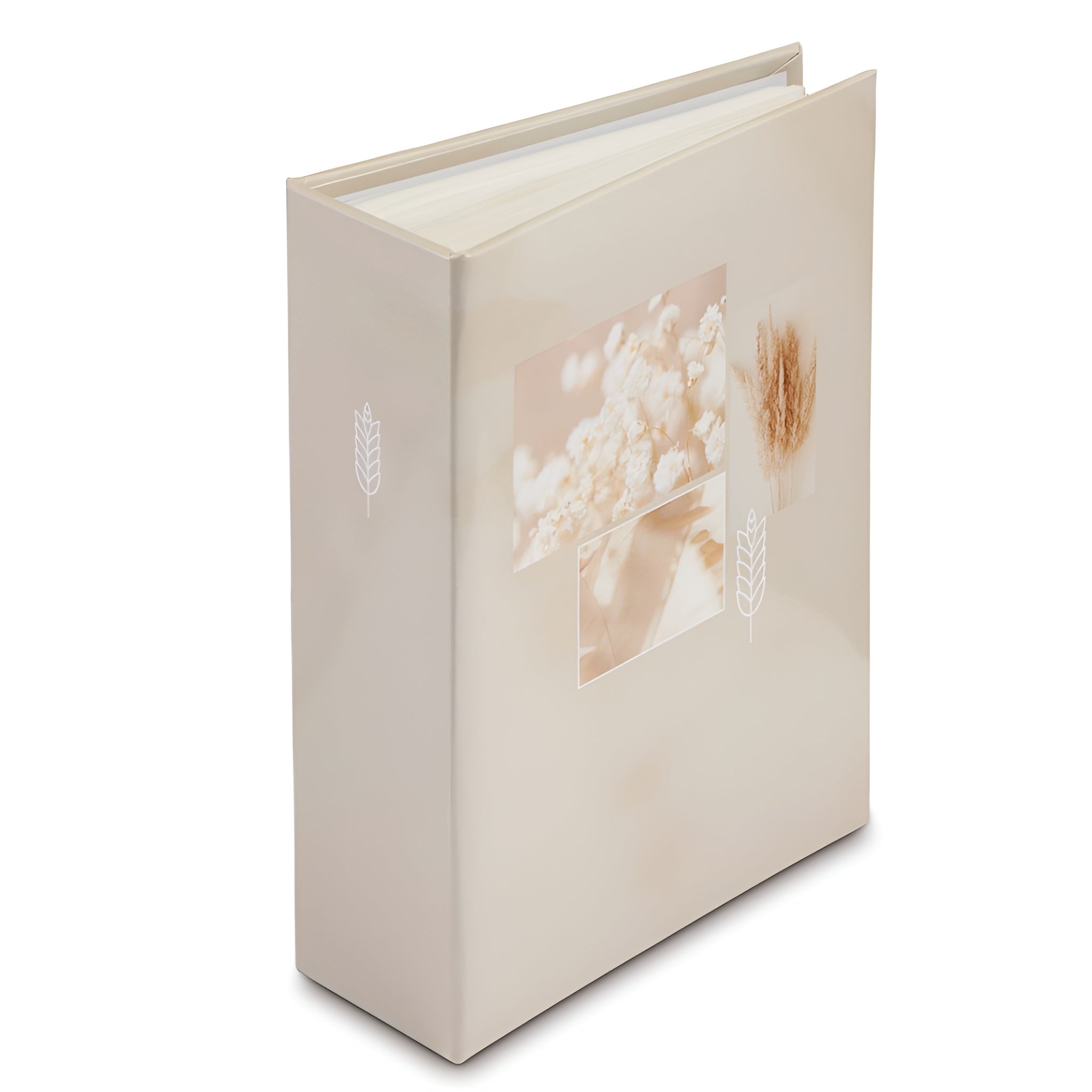 Hama photo album in a white binder adorned with a floral design, perfect for storing and showcasing photographs.
