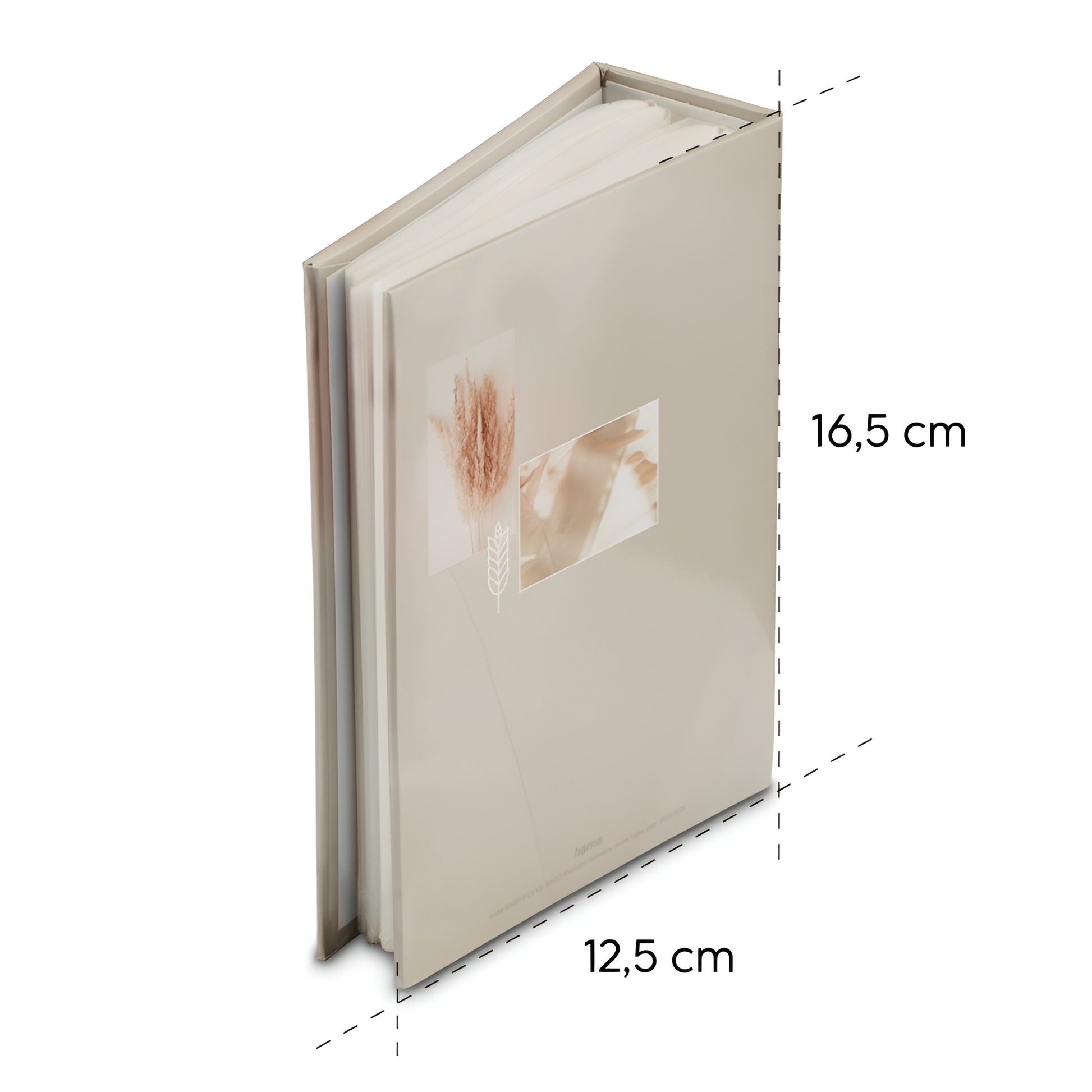 Hama photo album in a white binder adorned with a floral design, perfect for storing and showcasing photographs.