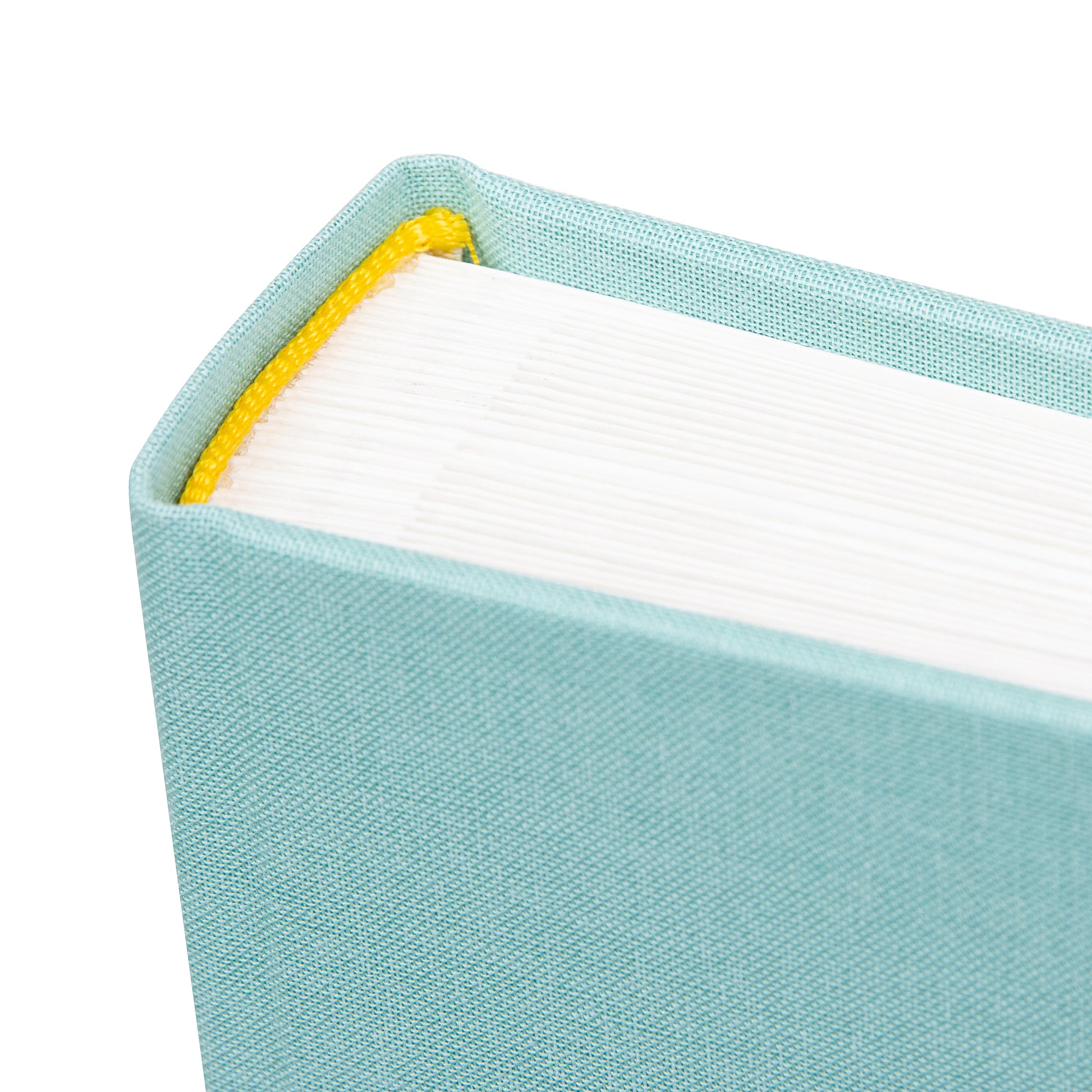 Light blue Goldbuch photo album with a cutout featuring a baby, on a white background