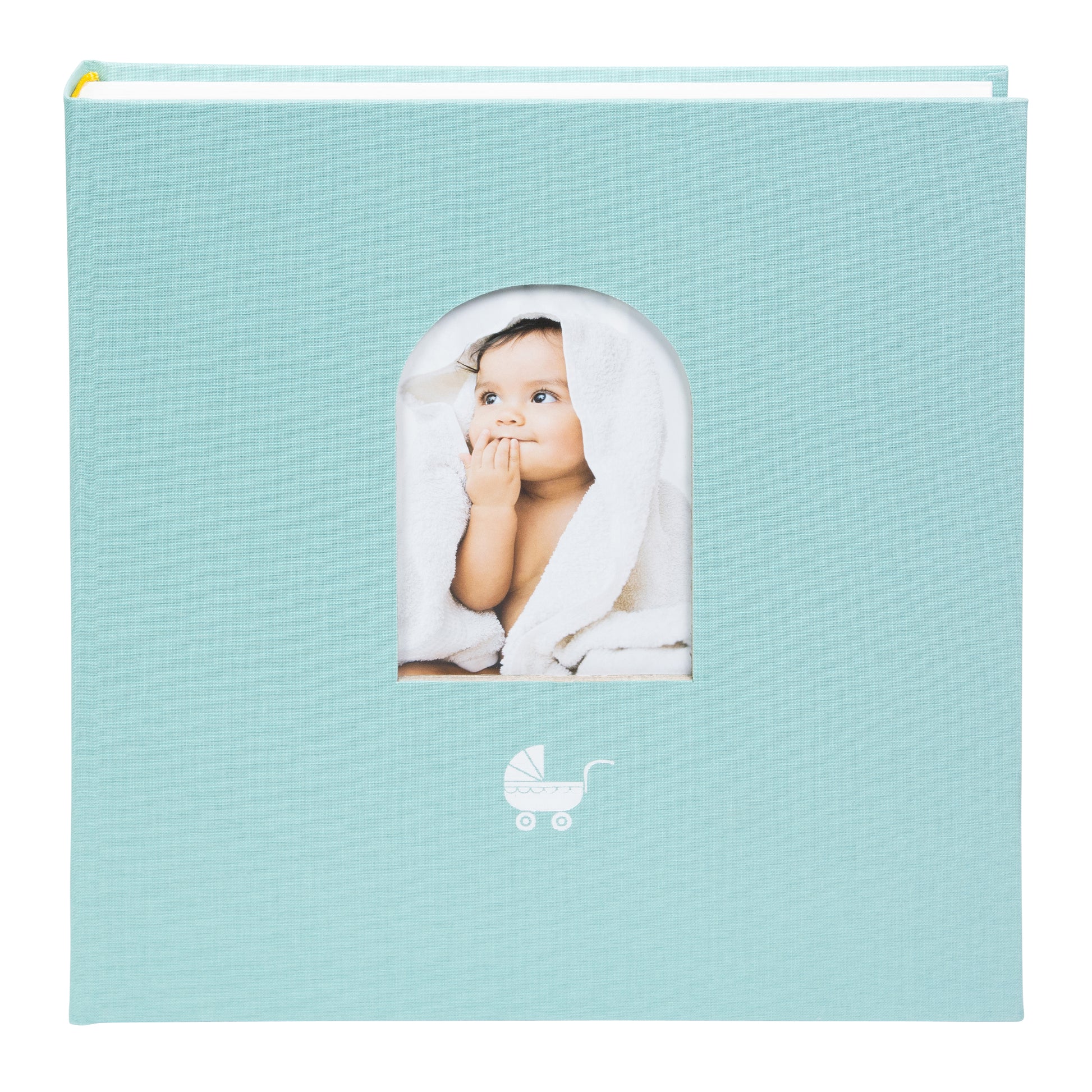Goldbuch photo album with cute baby on its aqua blue cover