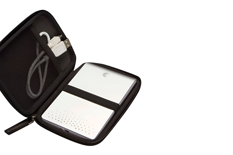 A black Case Logic portable hard drive case, designed for durability and easy transport of data storage solutions.
