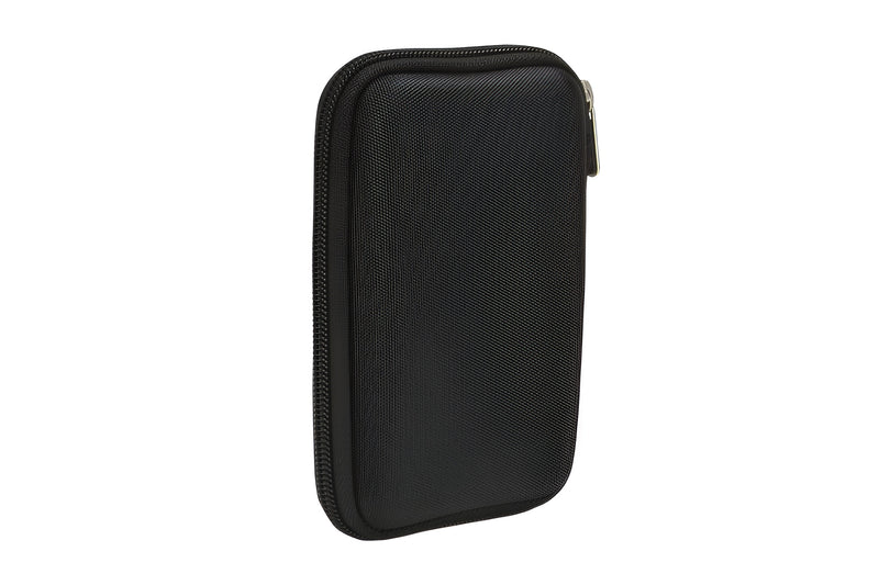 A black Case Logic portable hard drive case, designed for durability and easy transport of data storage solutions.
