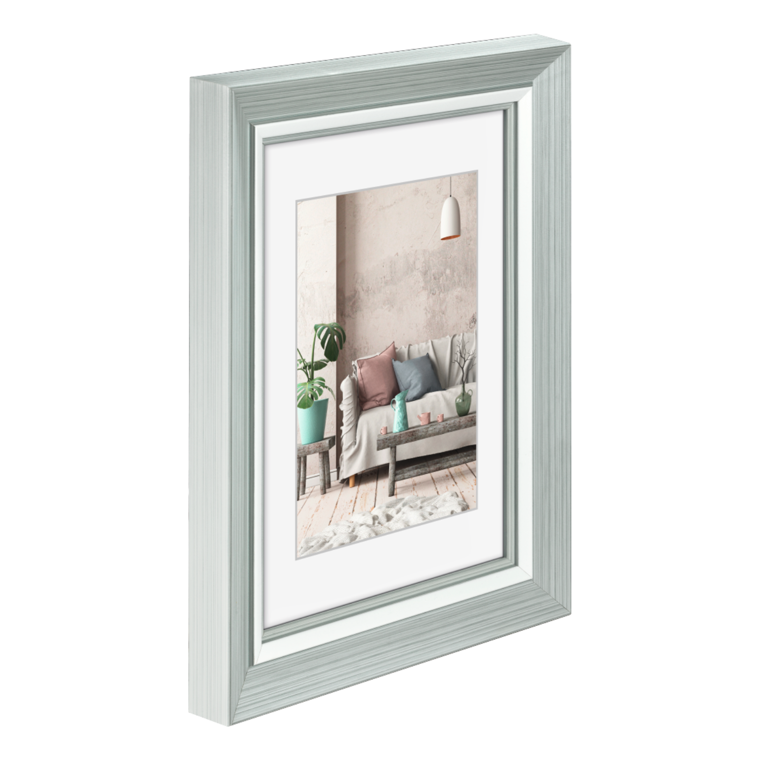 A Hama photo frame featuring a beautifully arranged living room, highlighting comfort and elegance in design.
