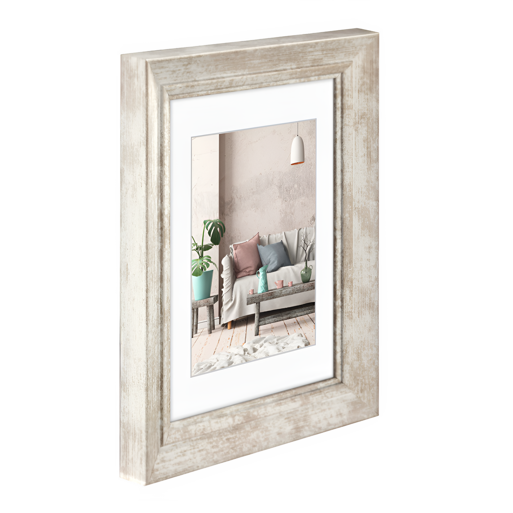 A Hama photo frame features a couch and decorative potted plants, adding a touch of elegance to the interior design.