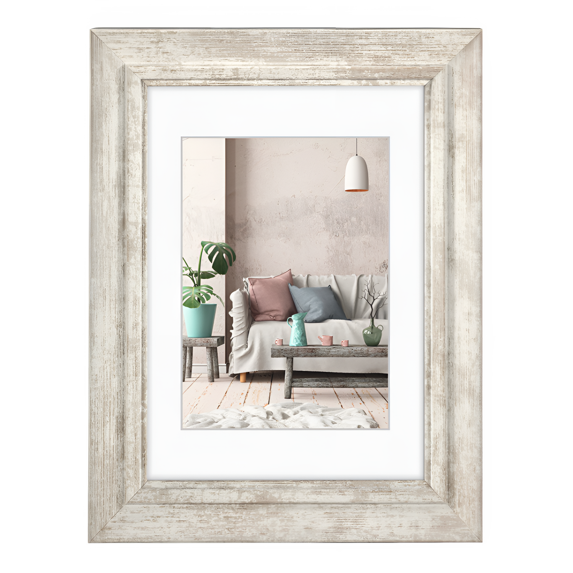 A Hama photo frame features a couch and decorative potted plants, adding a touch of elegance to the interior design.