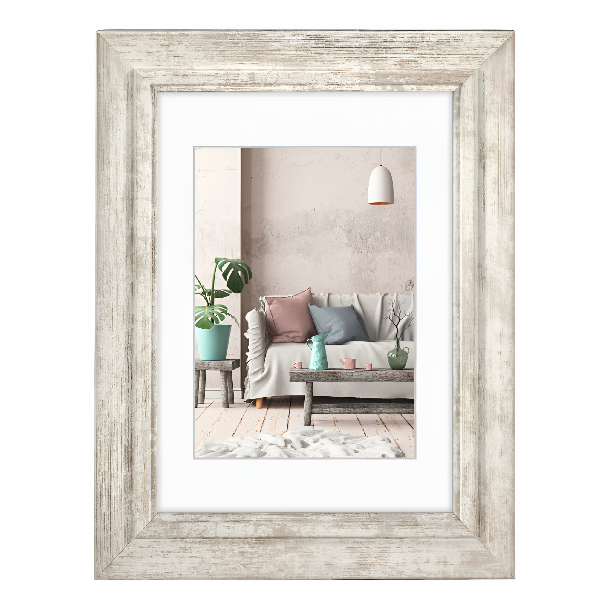 A Hama photo frame features a couch and decorative potted plants, adding a touch of elegance to the interior design.