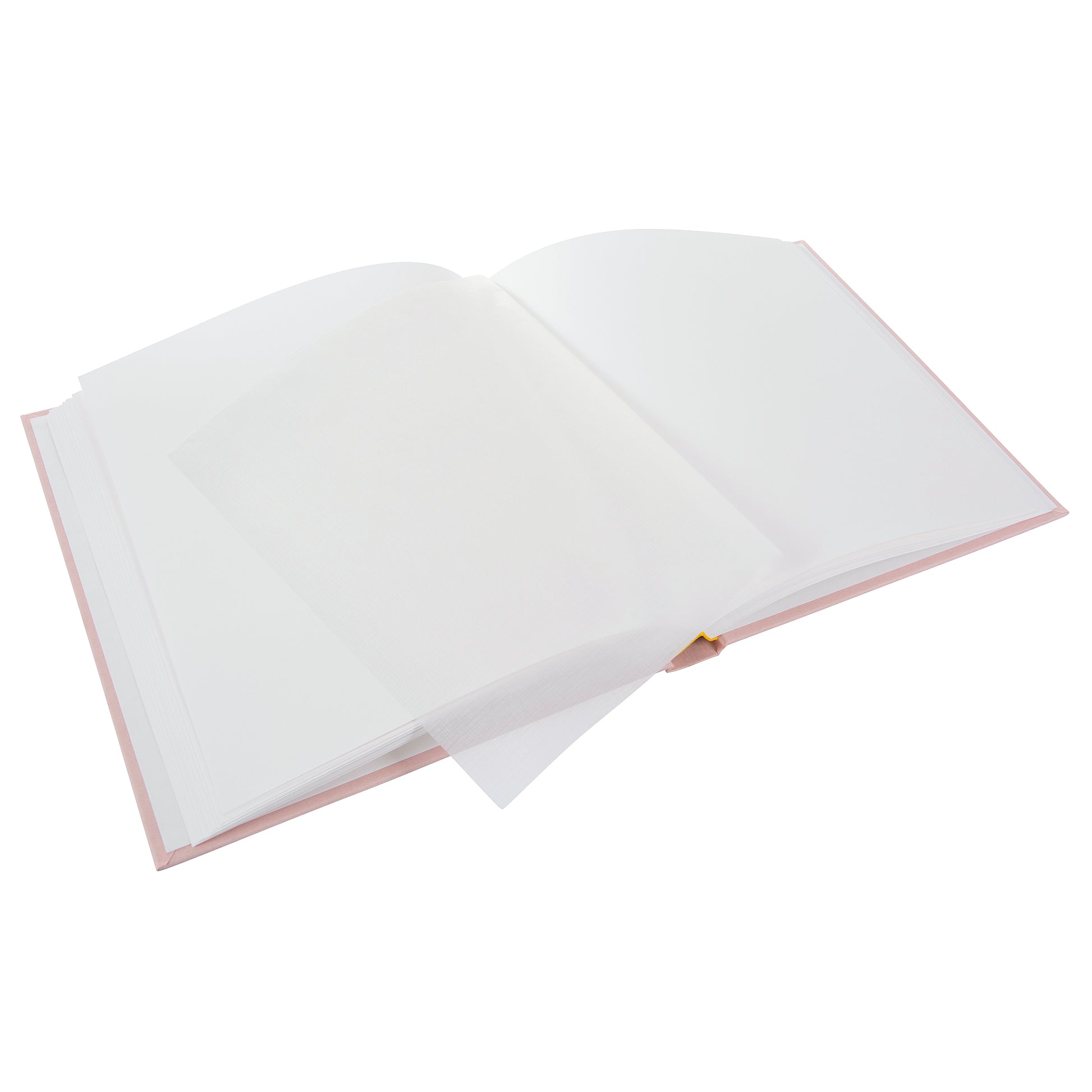 A Goldbuch rose photo album with a cover illustration of a blue wooden gate, showcasing its hardcover design and white pages.