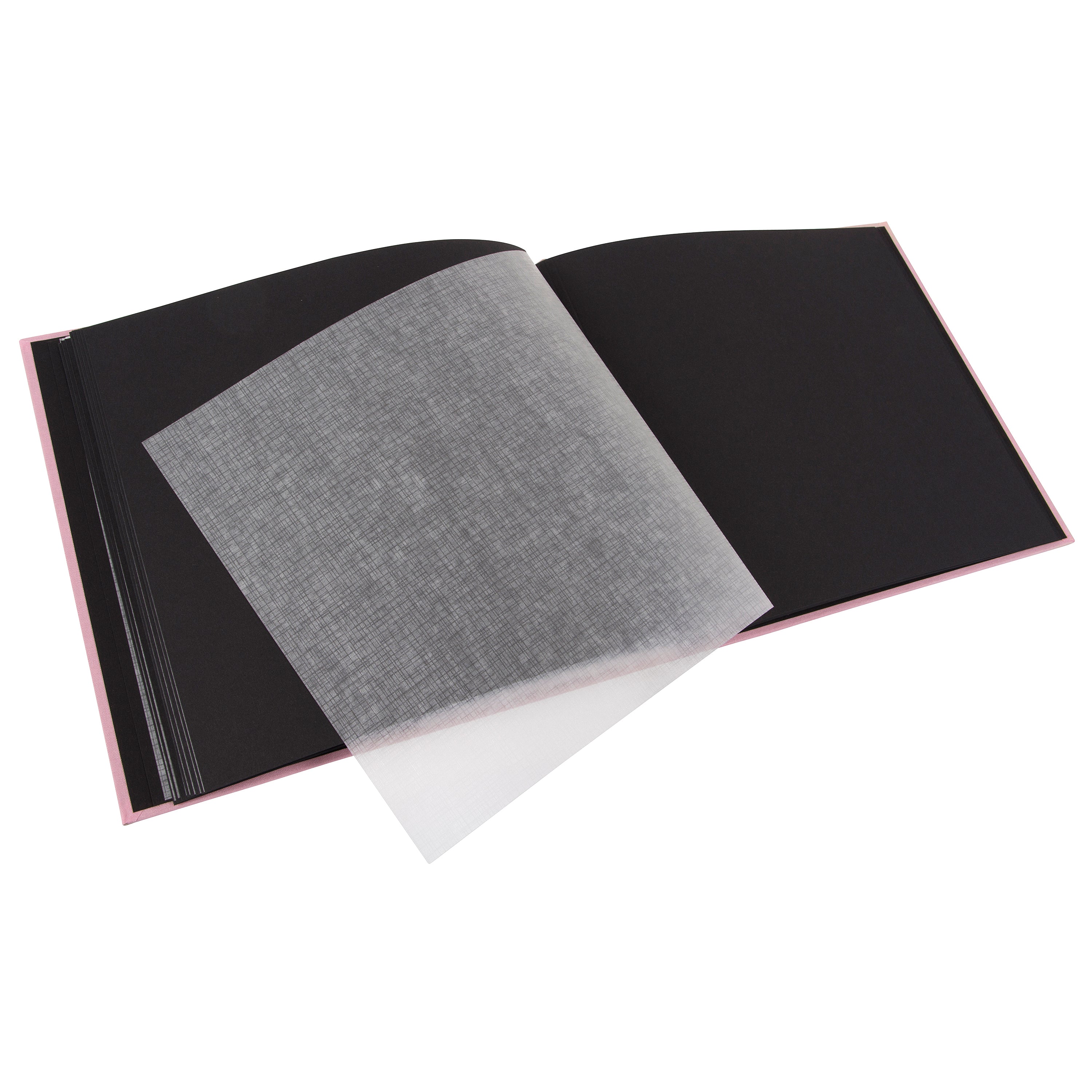 A Goldbuch rose photo album with a cover illustration of a blue wooden gate, showcasing its hardcover design and black pages.