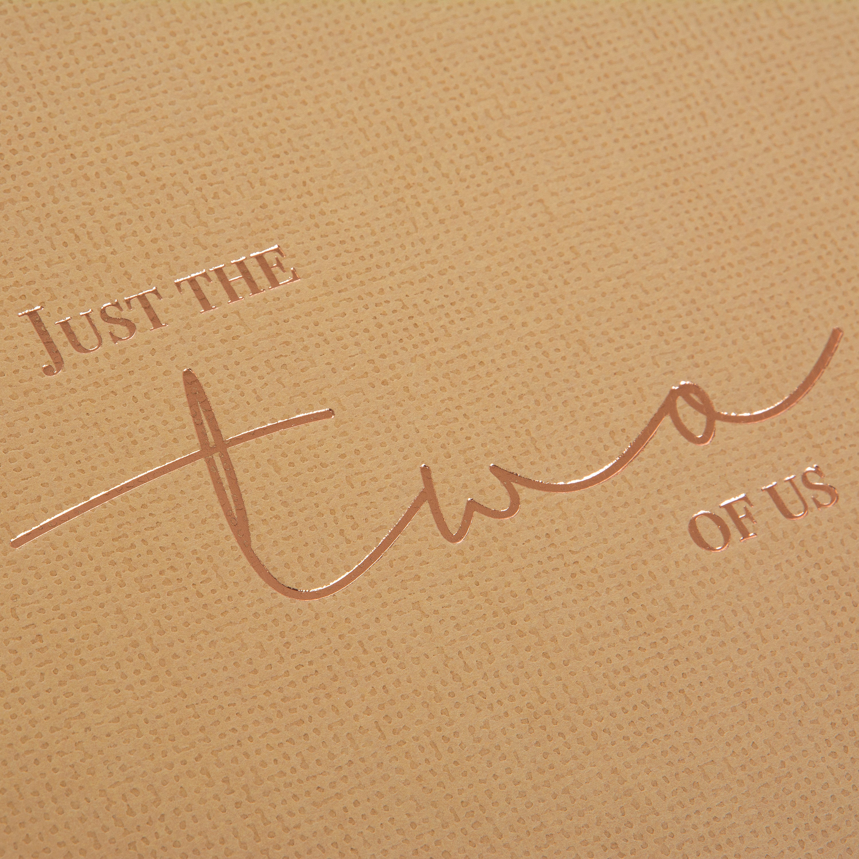 Goldbuch photo album in brown, titled "Just the two of Us," designed to hold cherished photographs and memories.