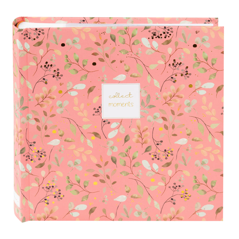 Goldbuch floral photo albums in pink and green, featuring a white label, arranged on a surface, resembling a photo album.