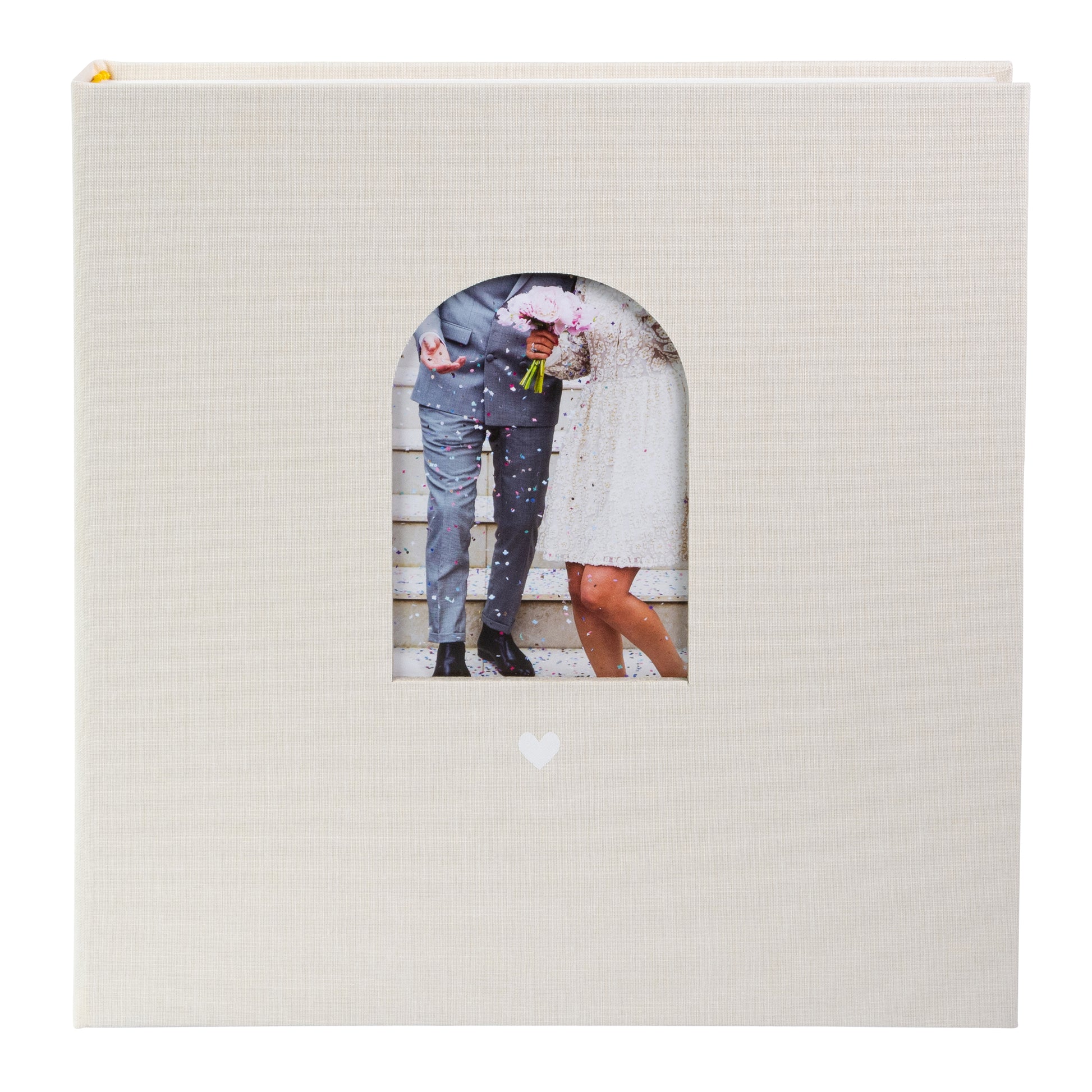 Goldbuch photo Album with a cutout showing a couple, likely for wedding photos, on a white background