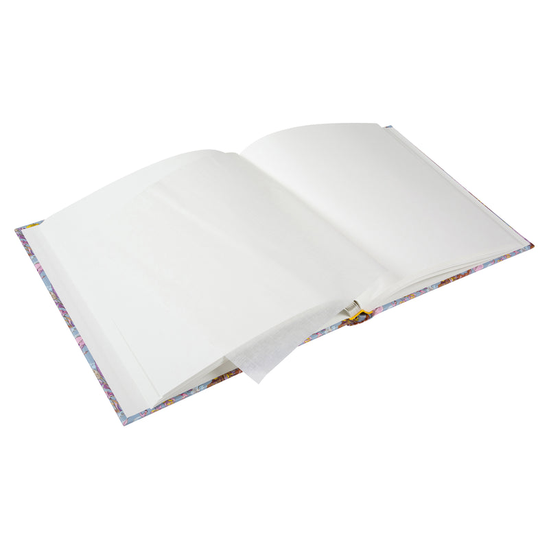 Goldbuch spiral photo album with tropical animal and plant motives on a light blue background. White pages.