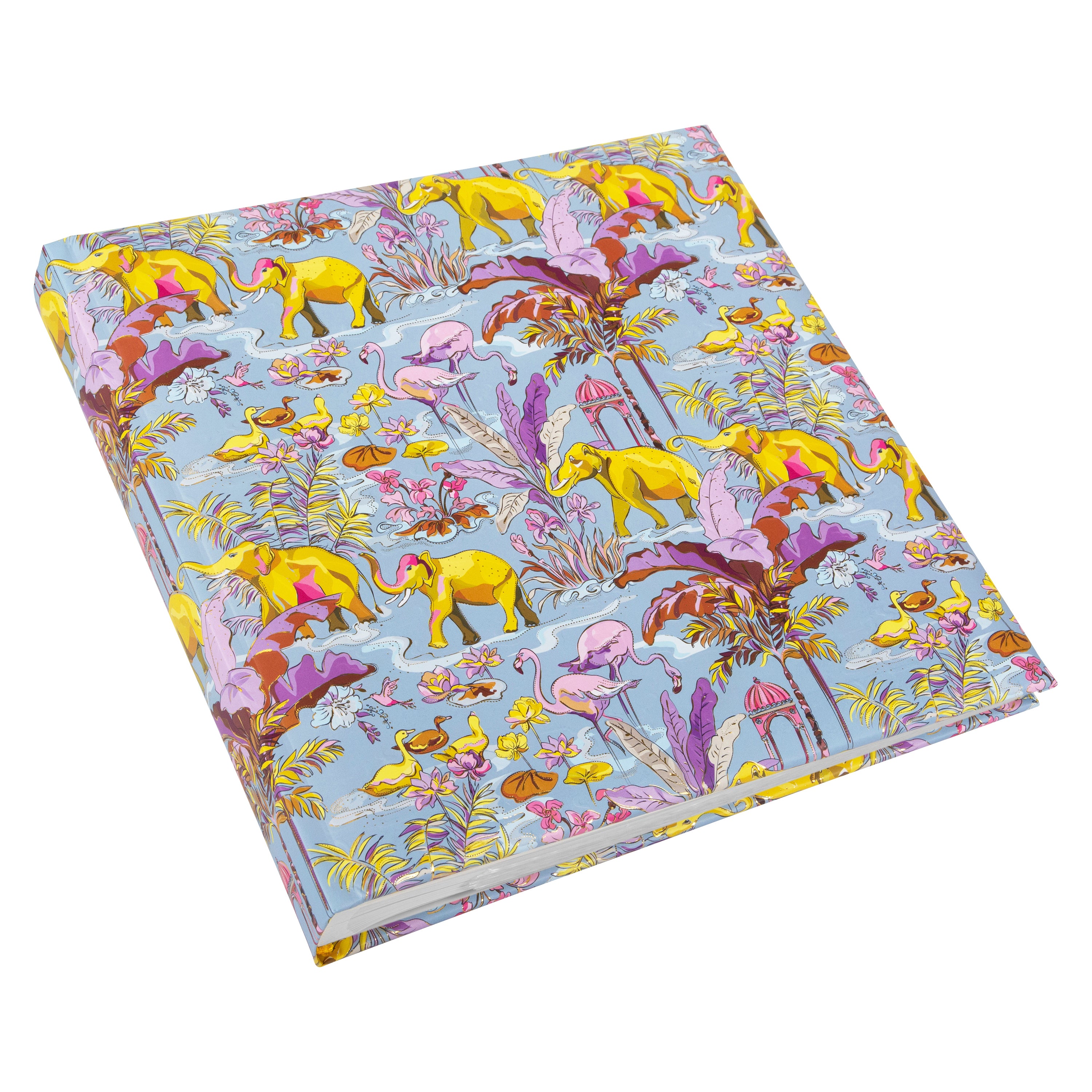 Goldbuch photo album with animal and plant motives on a light blue background.