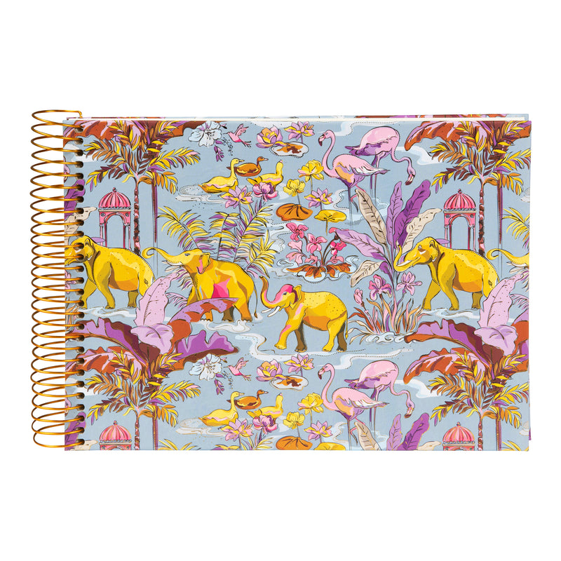Goldbuch spiral photo album with tropical animal and plant motives on a white background.